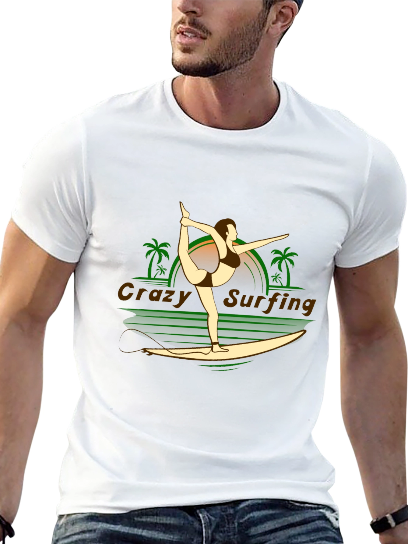 Crazy Surfing Graphic T-Shirt