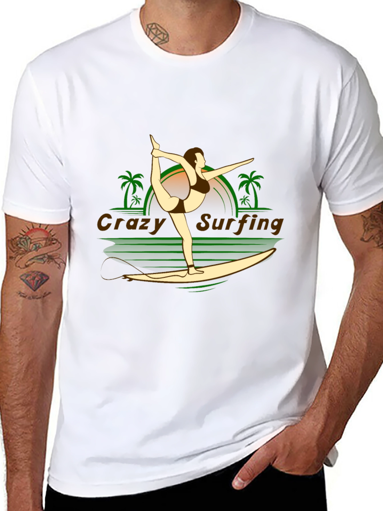 Crazy Surfing Graphic T-Shirt