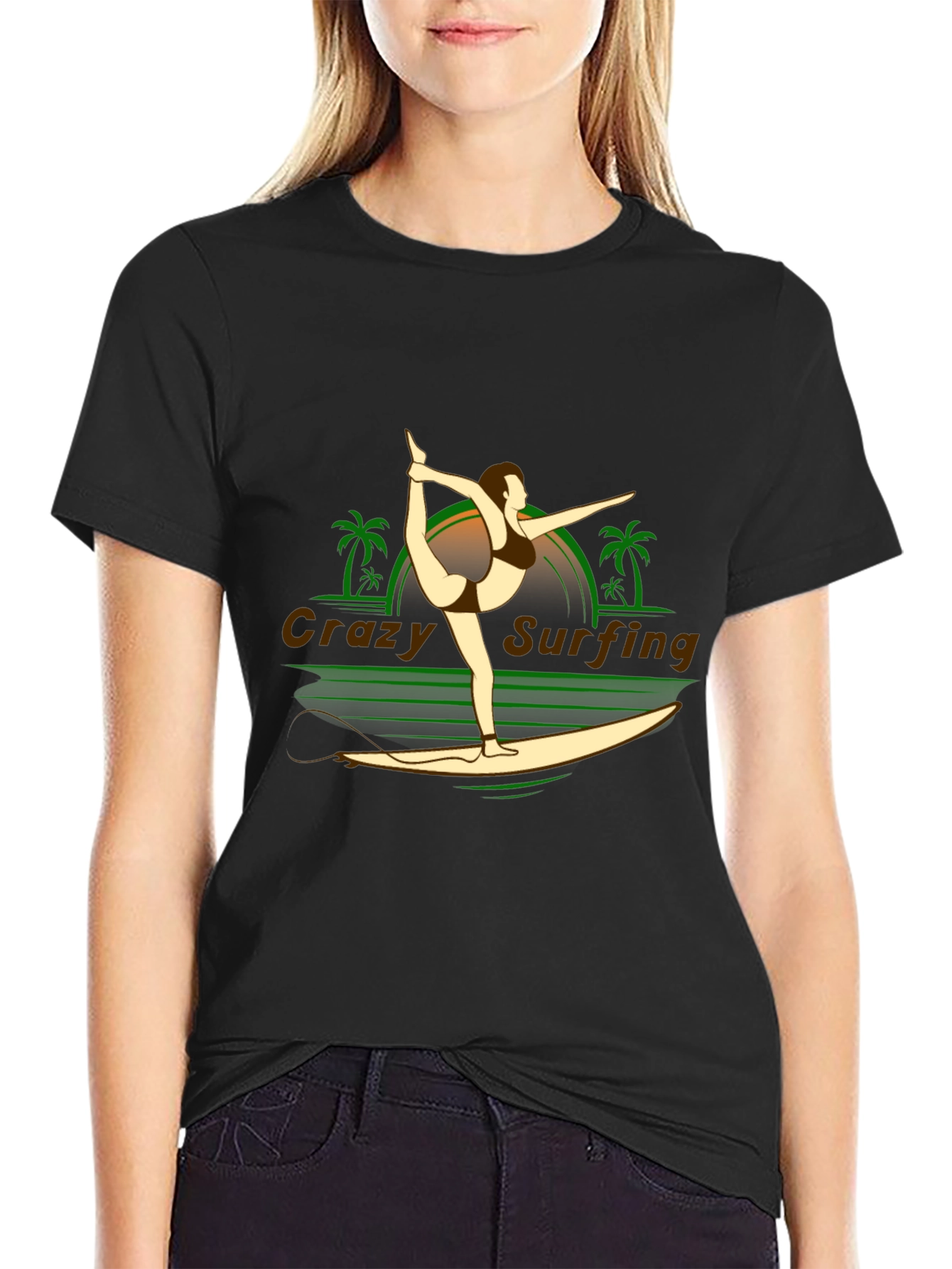 Crazy Surfing Graphic T-Shirt