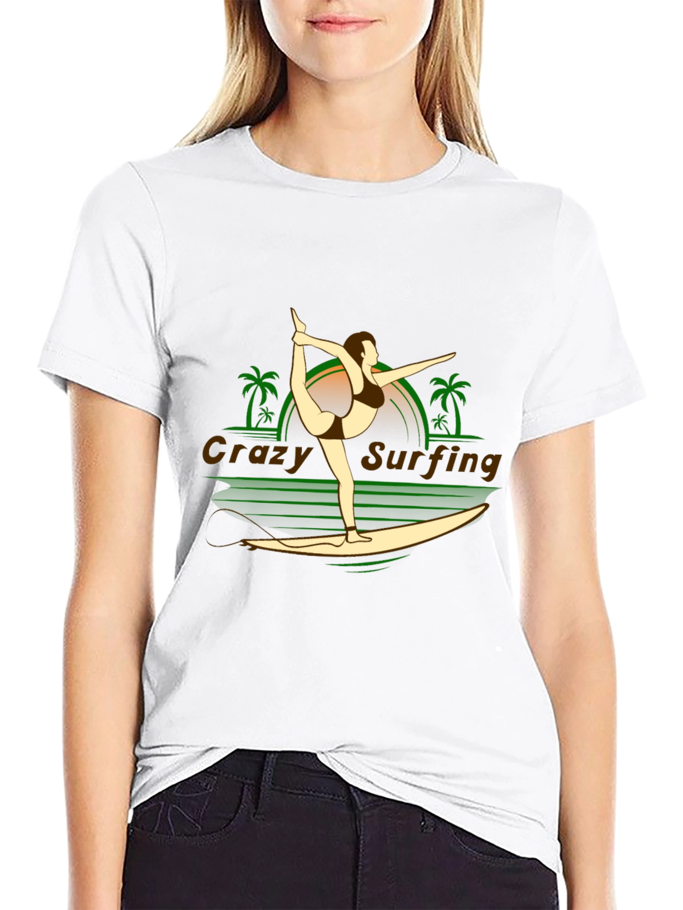 Crazy Surfing Graphic T-Shirt