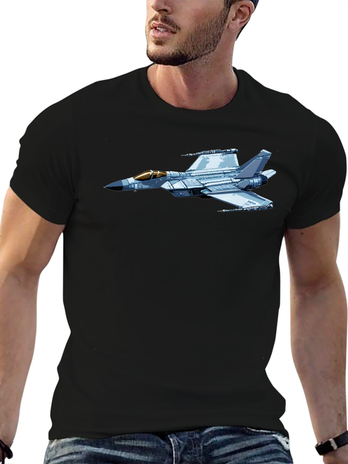 Jet Fighter Graphic Black T-Shirt
