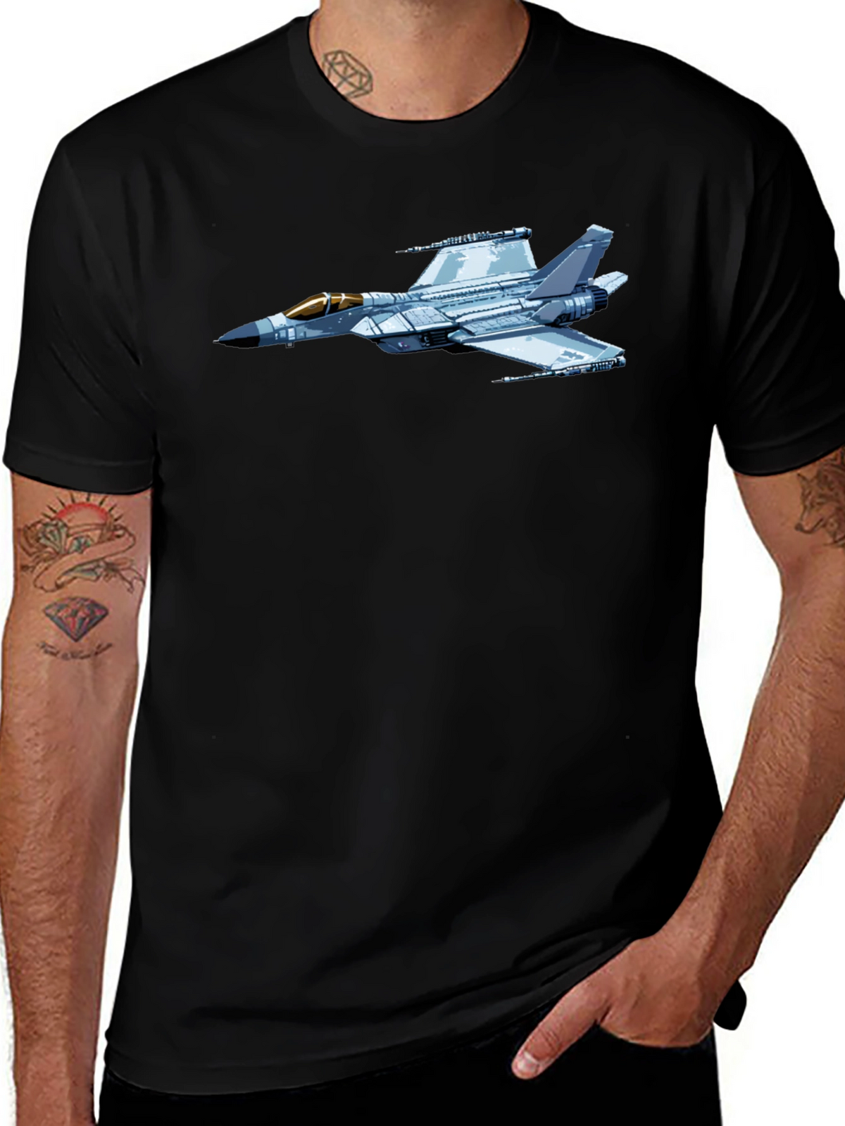 Jet Fighter Graphic Black T-Shirt