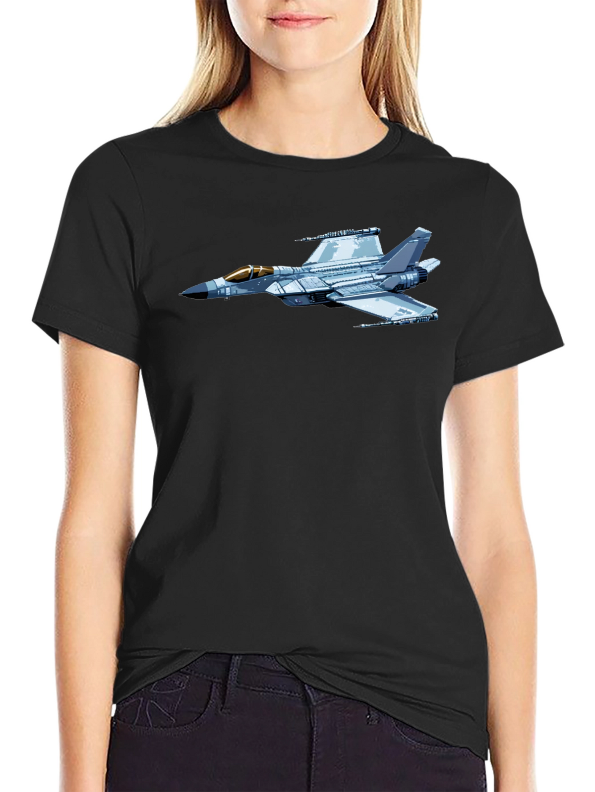 Jet Fighter Graphic Black T-Shirt