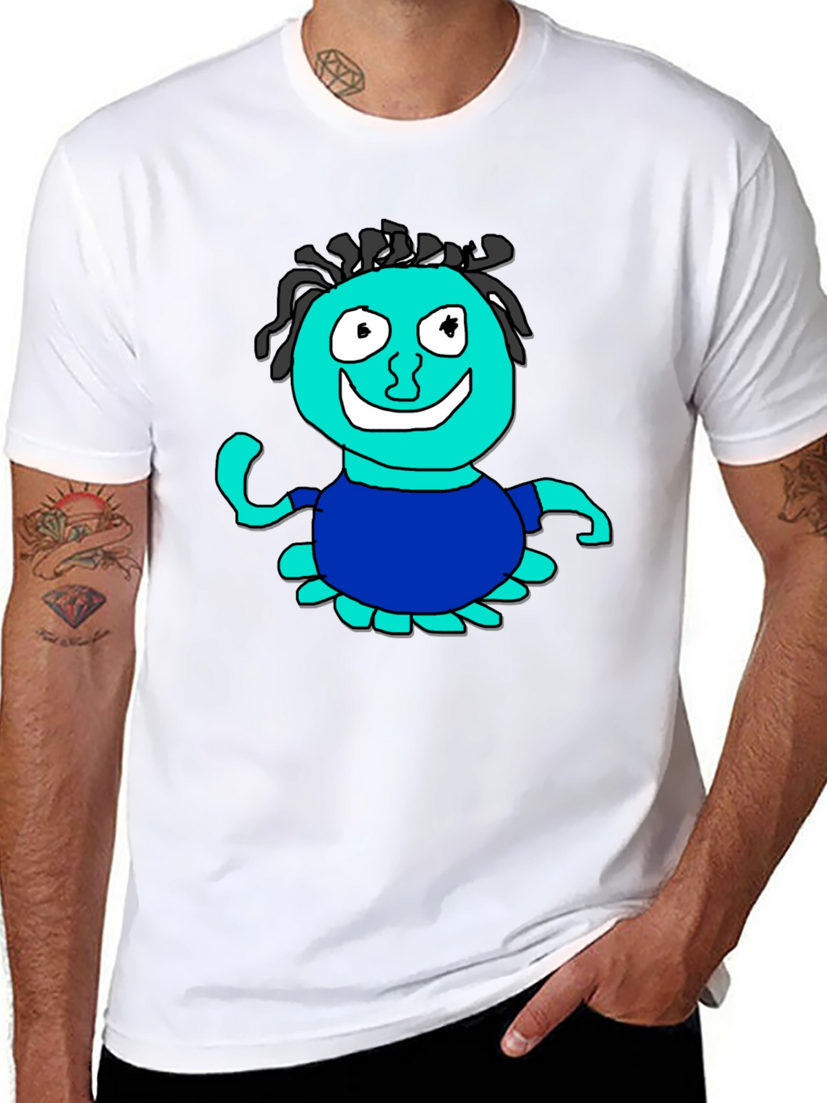 Fun Cartoon Character Graphic Black T-Shirt