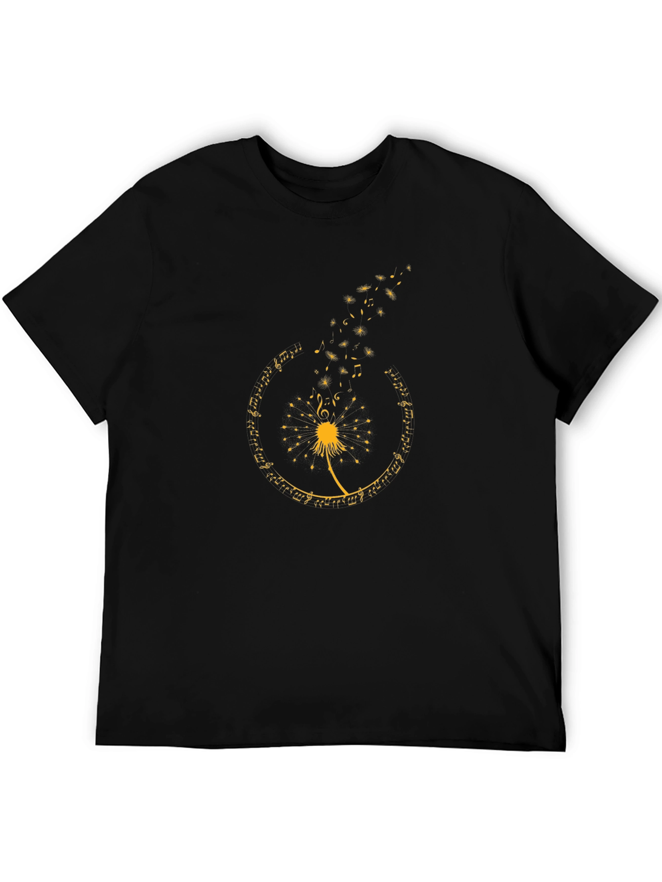 Dandelion Music Notes Black Graphic Tee