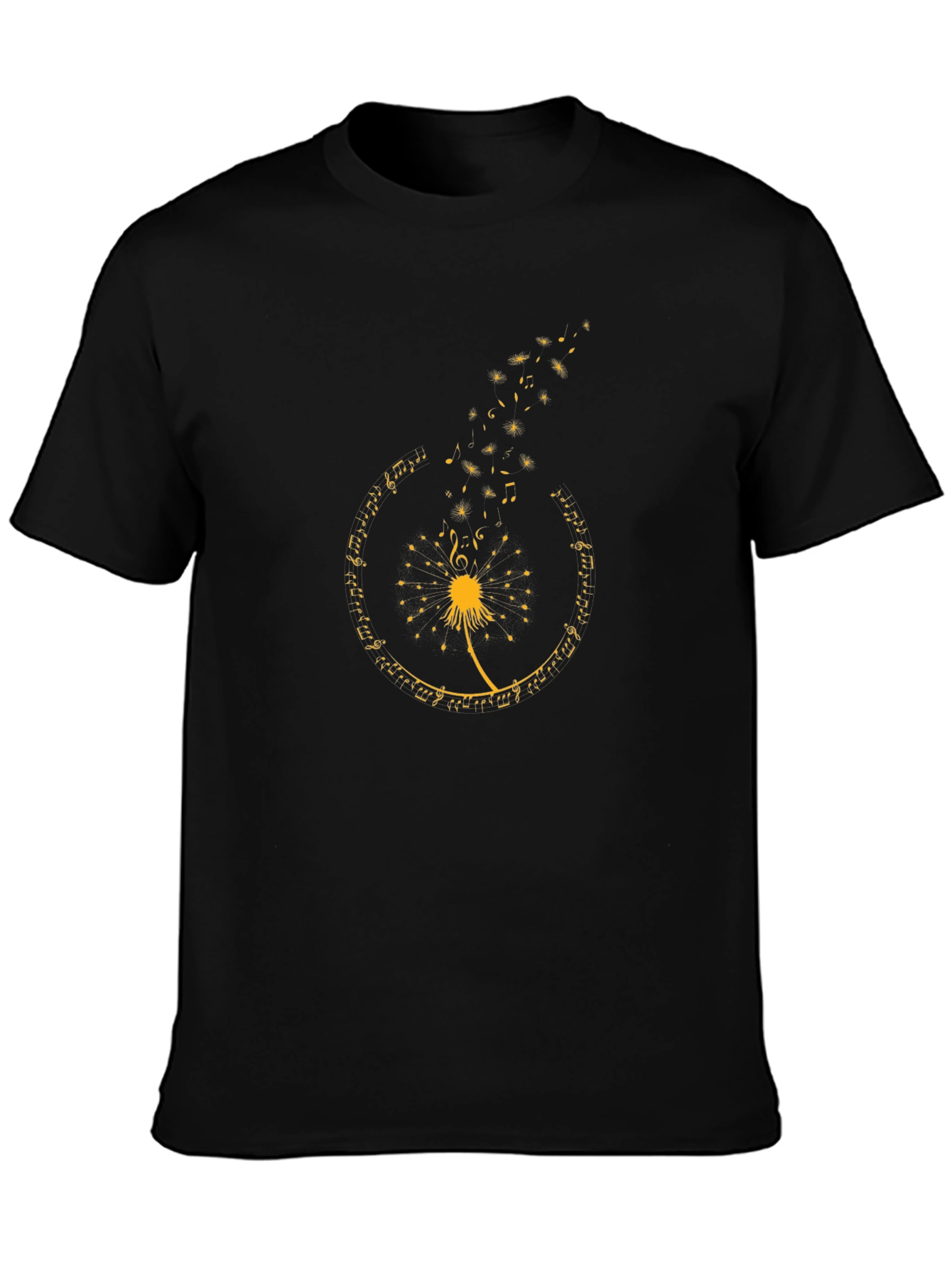 Dandelion Music Notes Black Graphic Tee