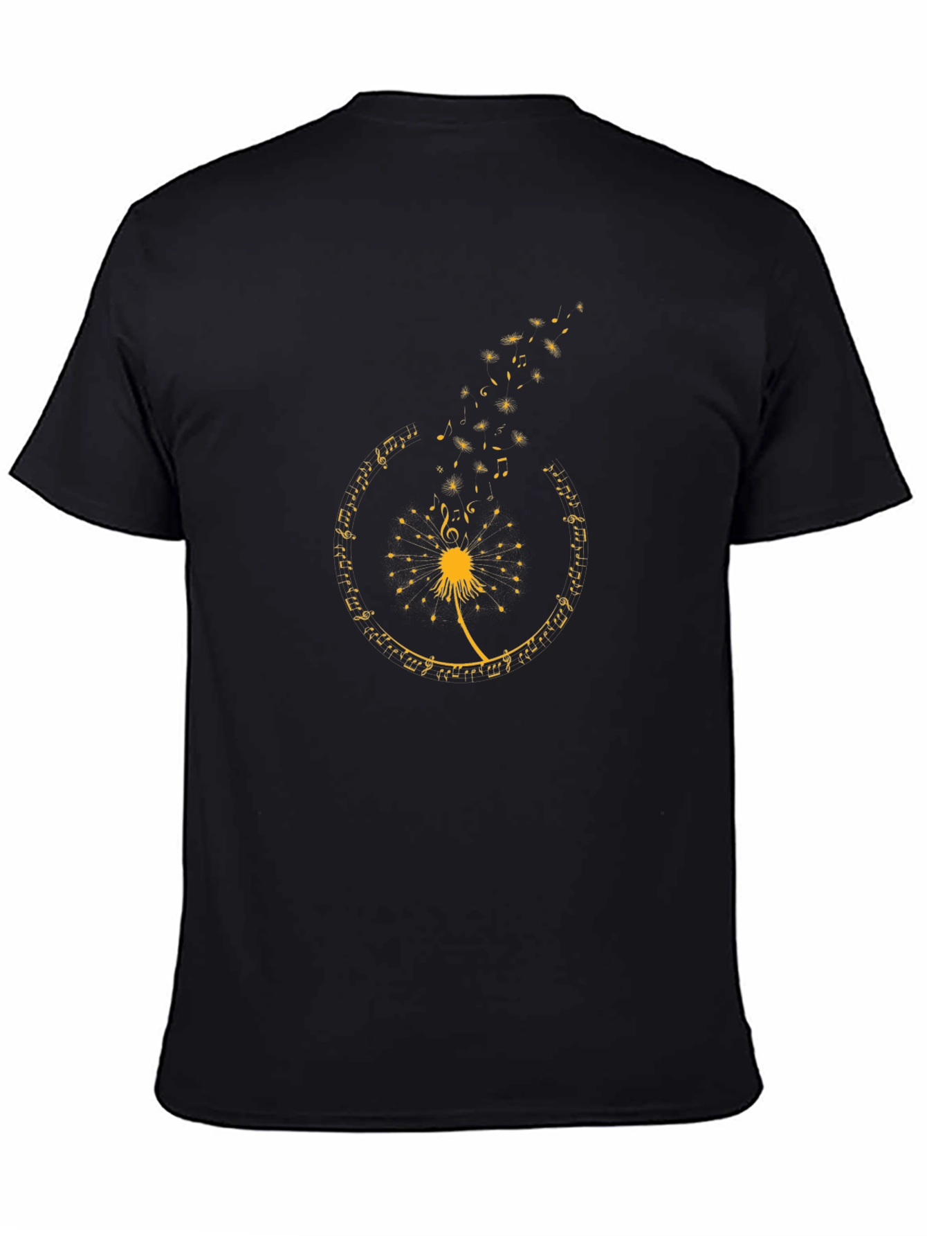 Dandelion Music Notes Black Graphic Tee