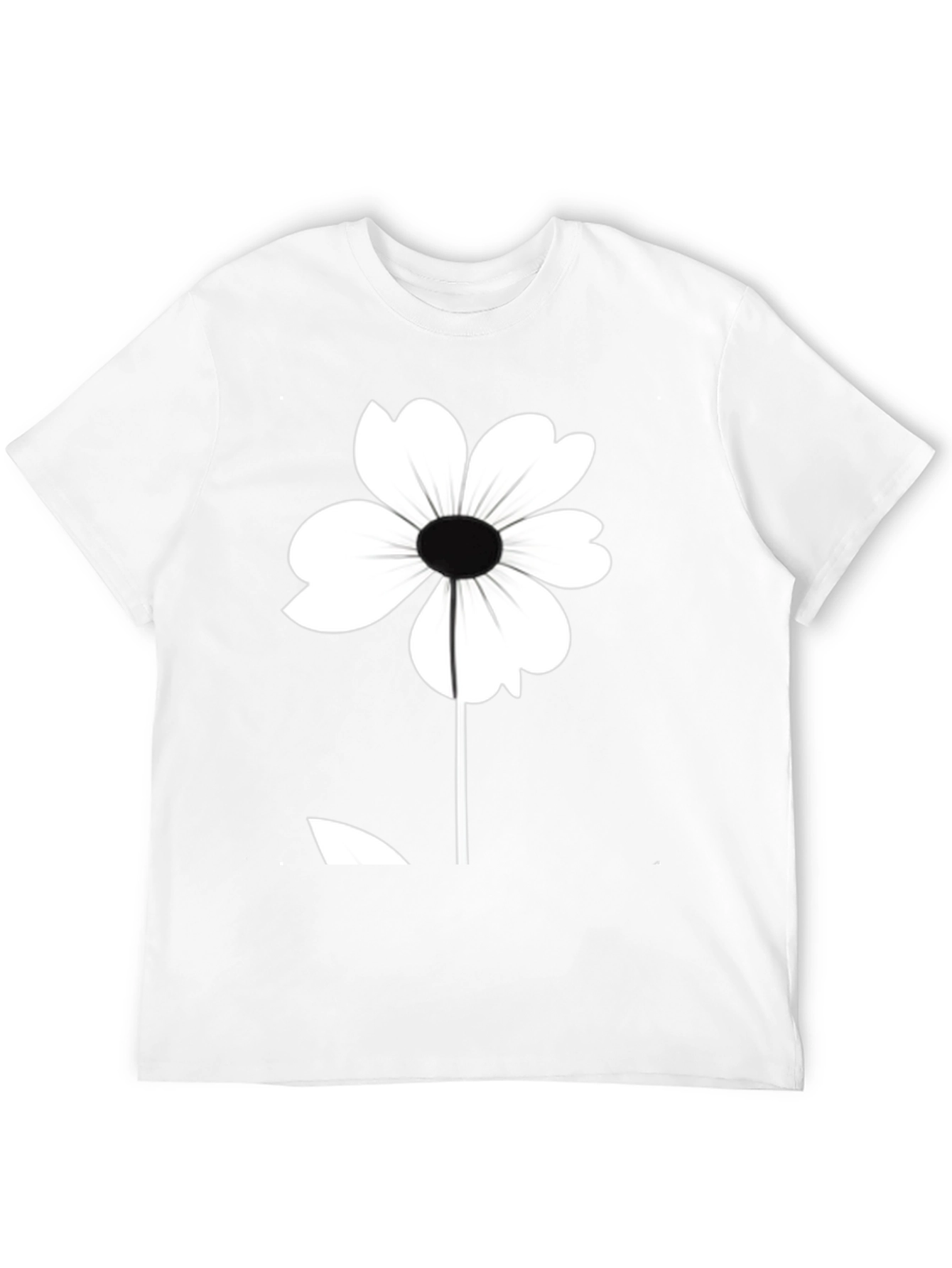 Black T-Shirt with White Flower Graphic