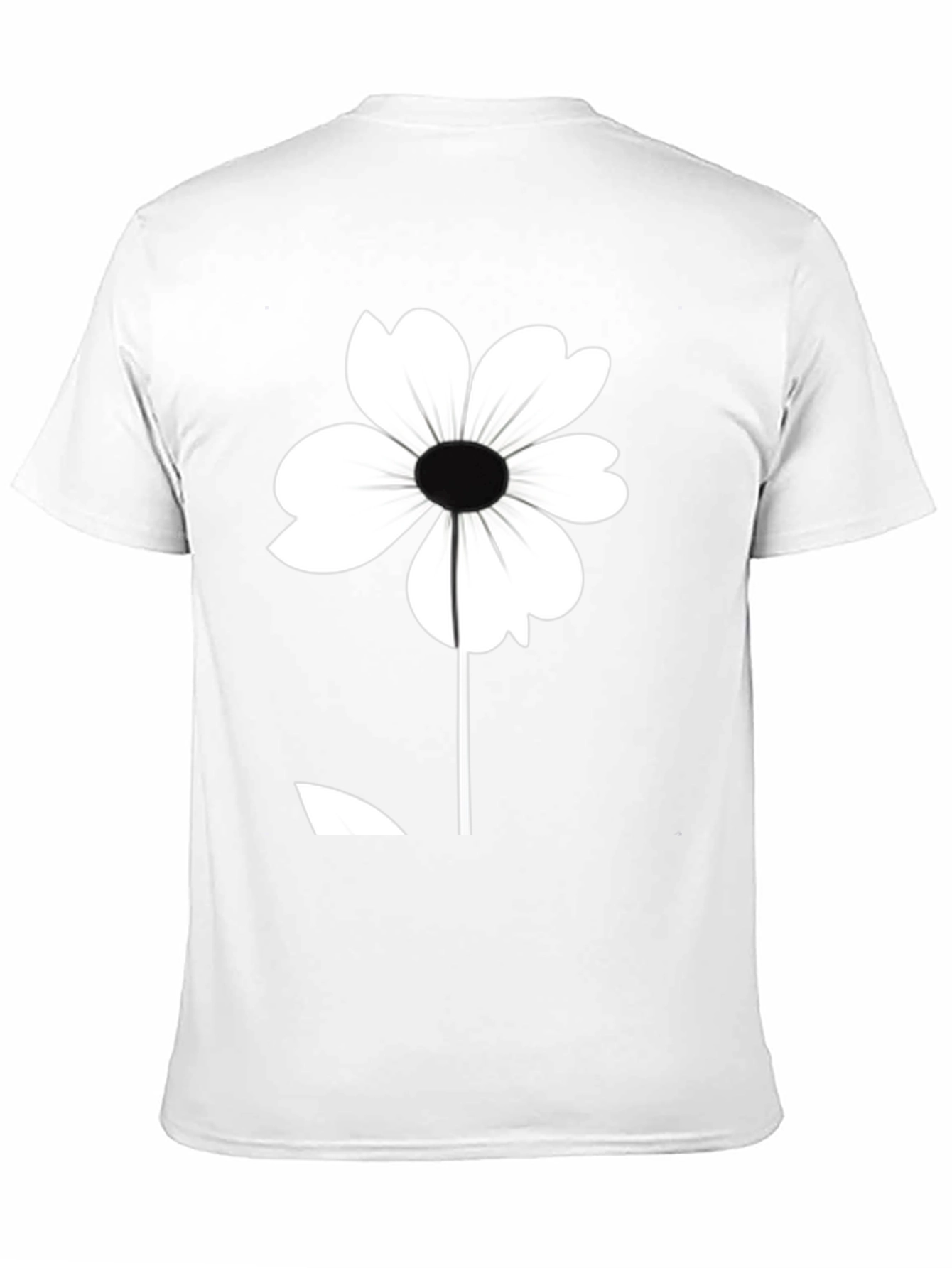 Black T-Shirt with White Flower Graphic