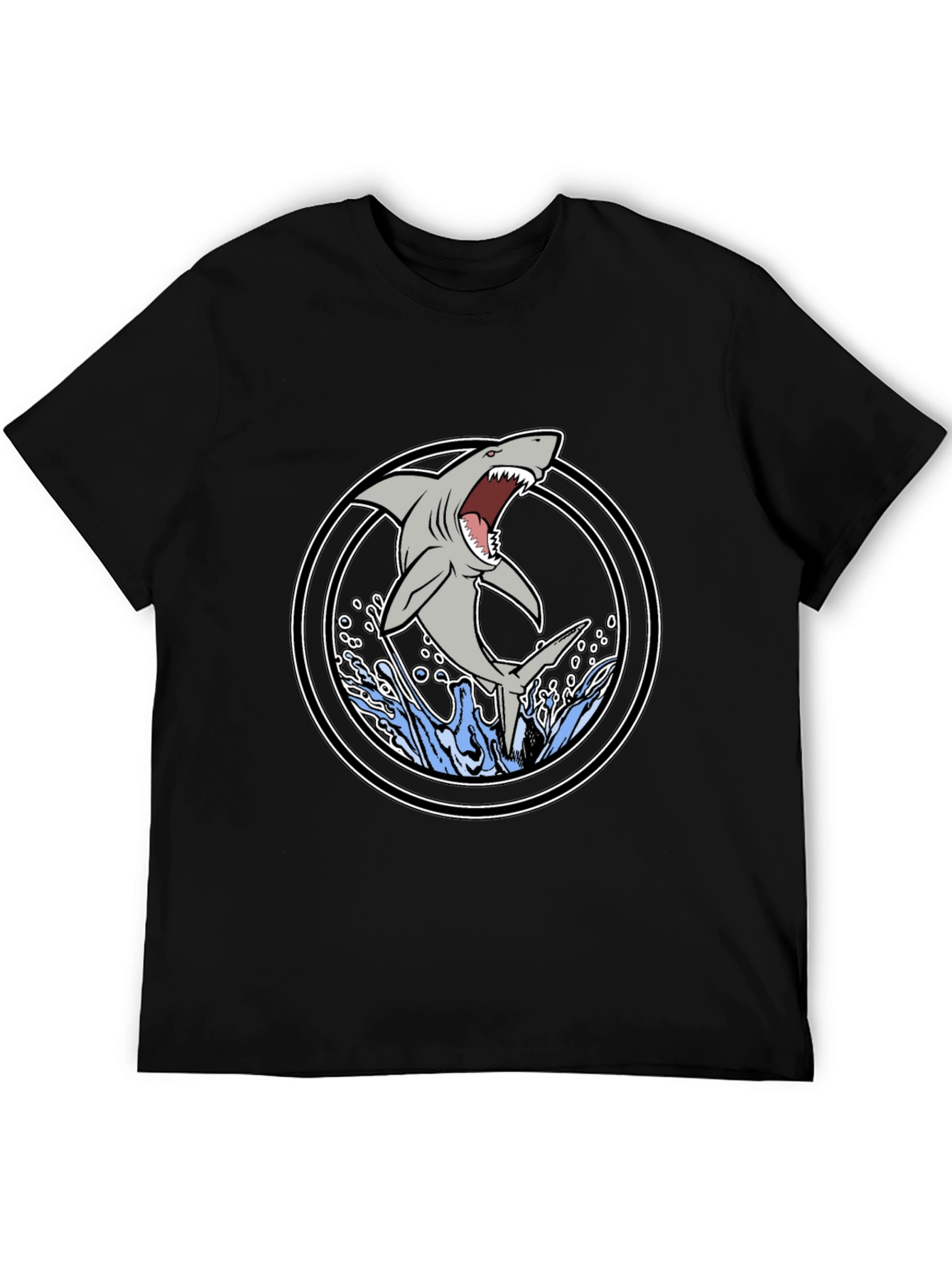 Shark Attack Graphic Tee - Black Cotton