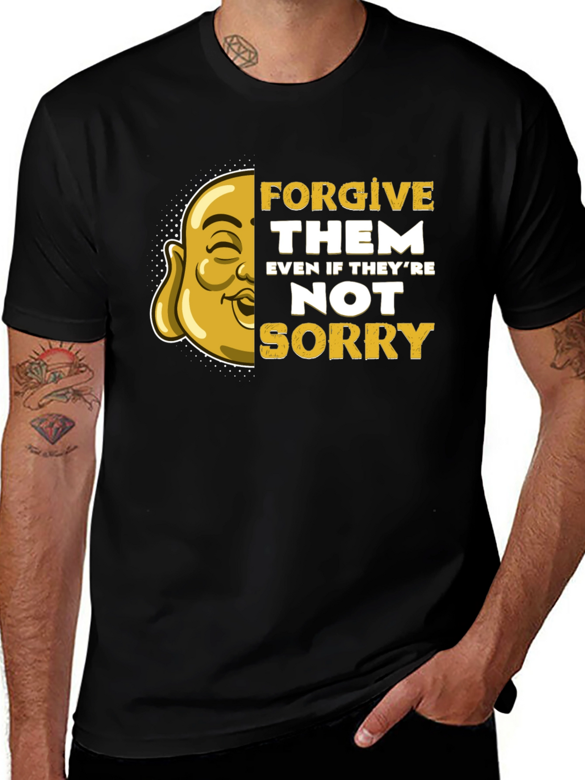 Forgive Them Graphic Tee - Buddha Art T-Shirt