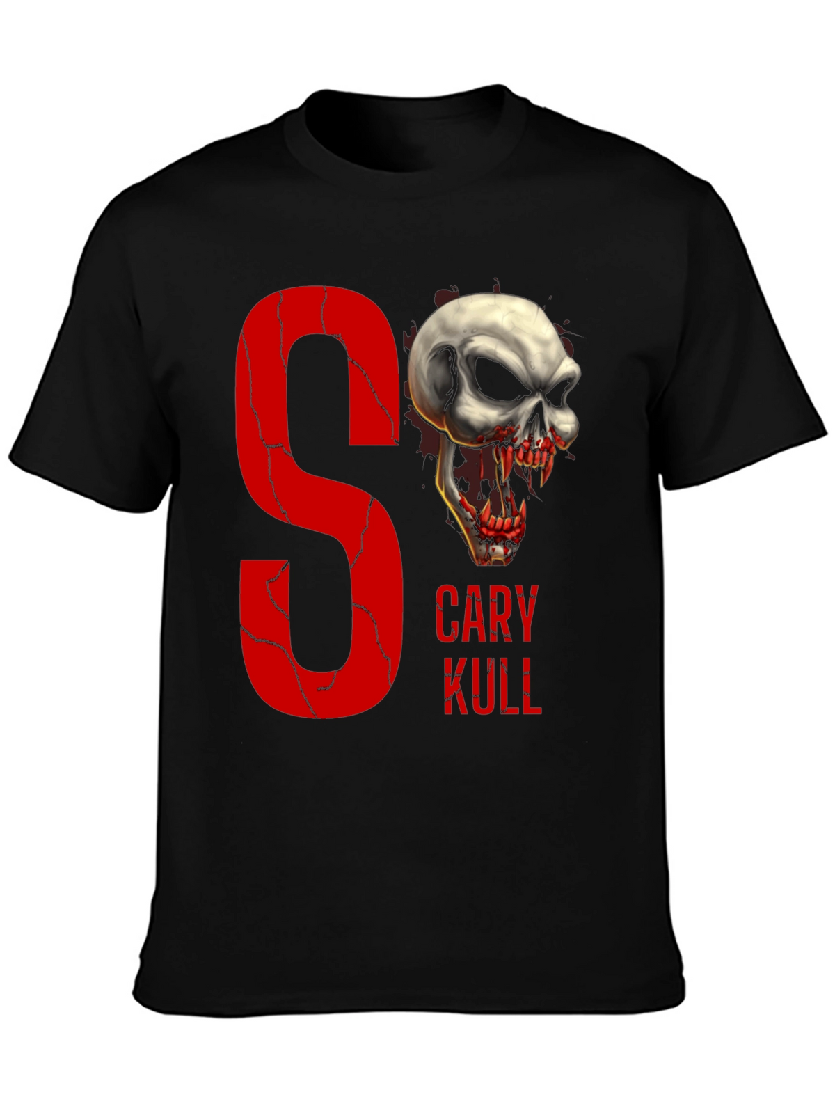 Gary Kull Skull Graphic Print Black T-Shirt