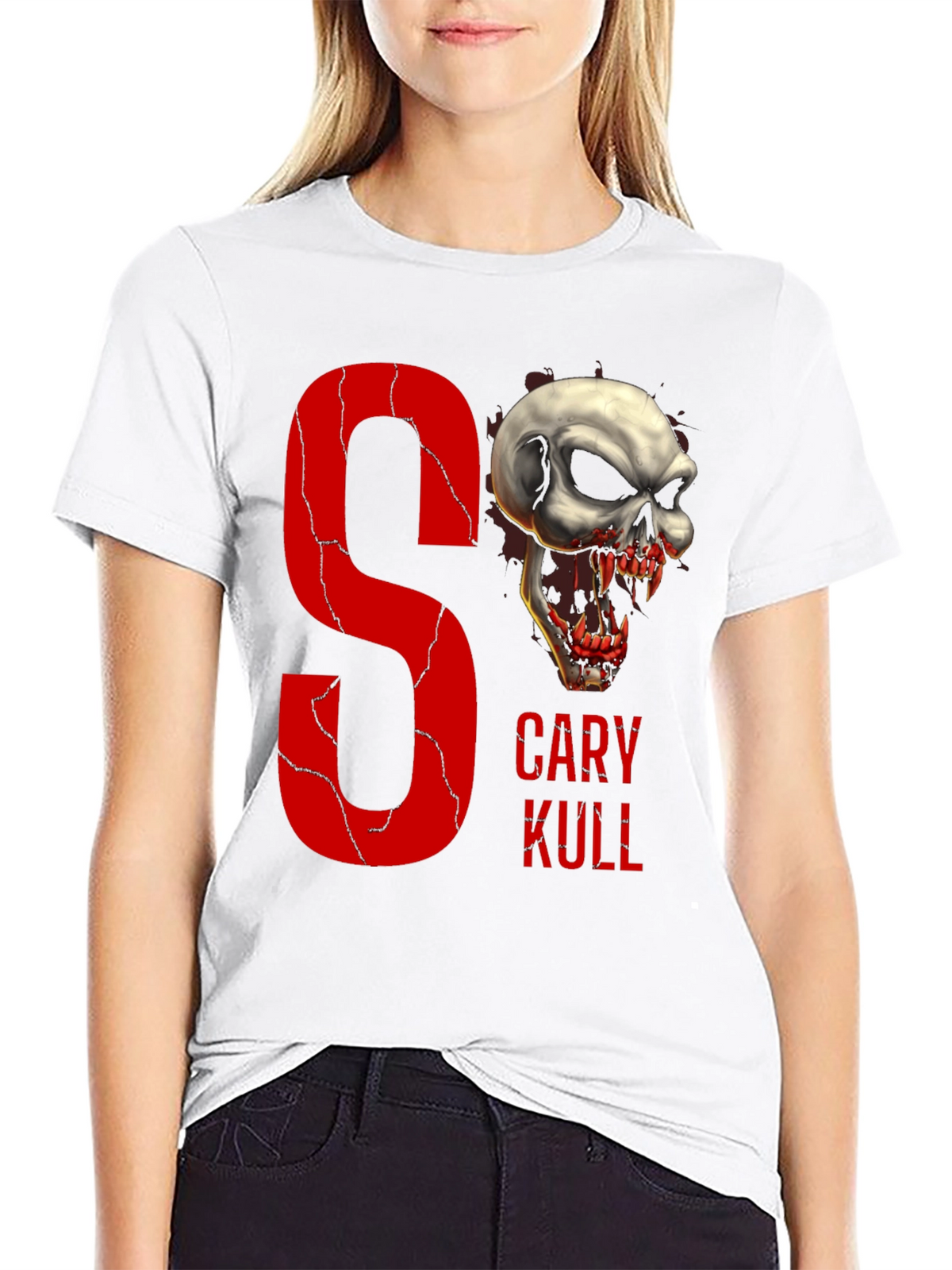 Gary Kull Skull Graphic Print Black T-Shirt