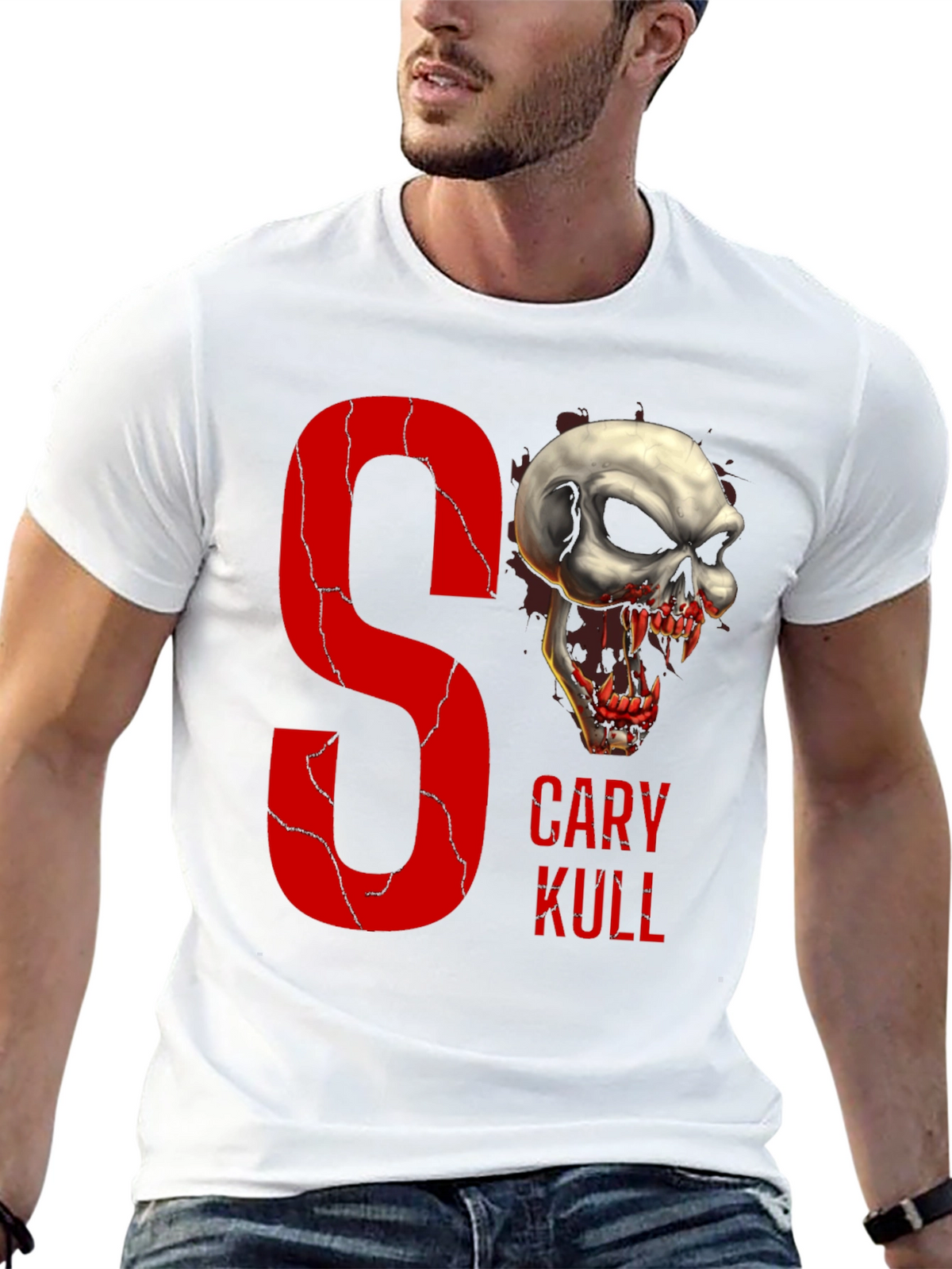 Gary Kull Skull Graphic Print Black T-Shirt