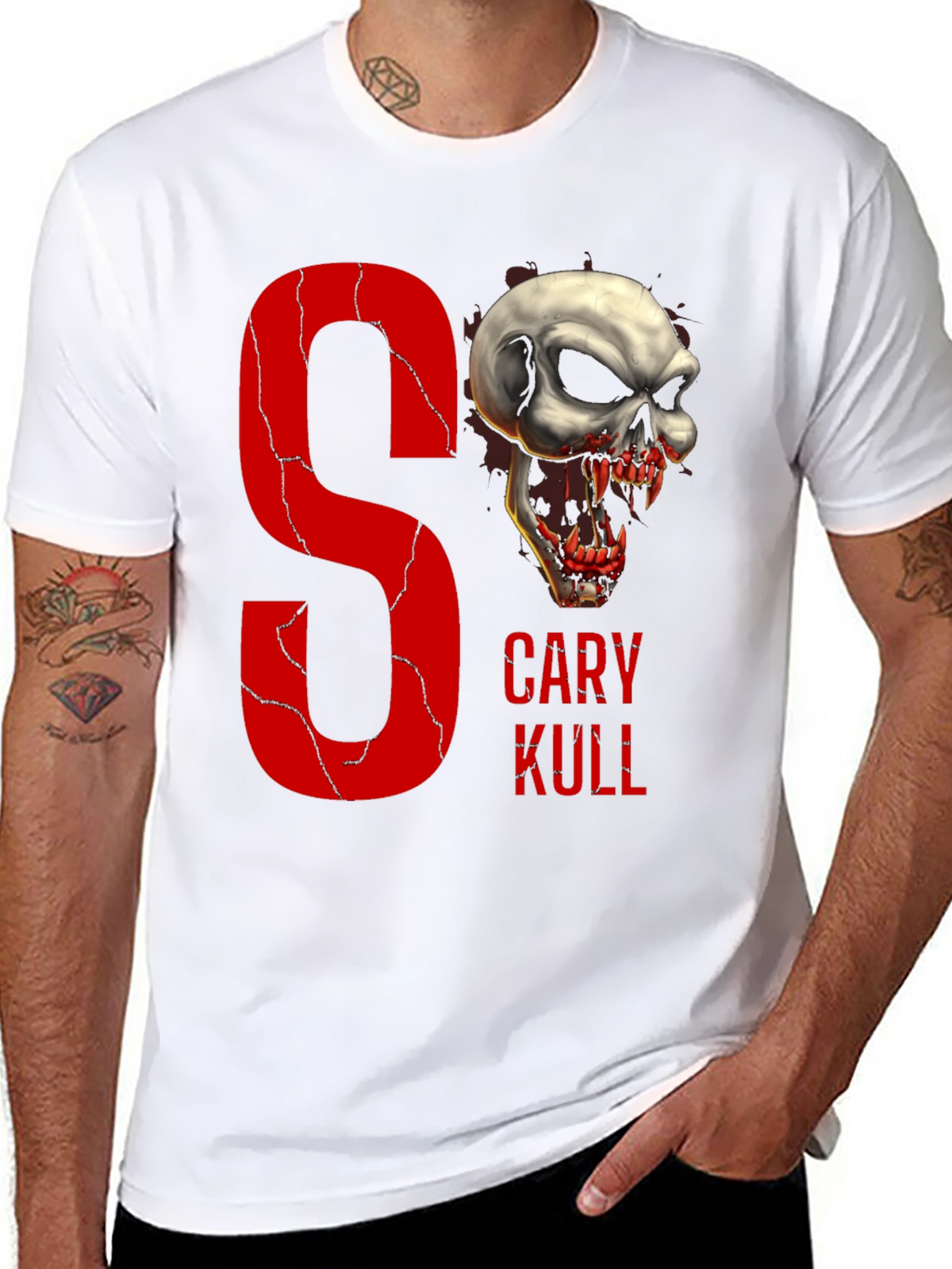 Gary Kull Skull Graphic Print Black T-Shirt