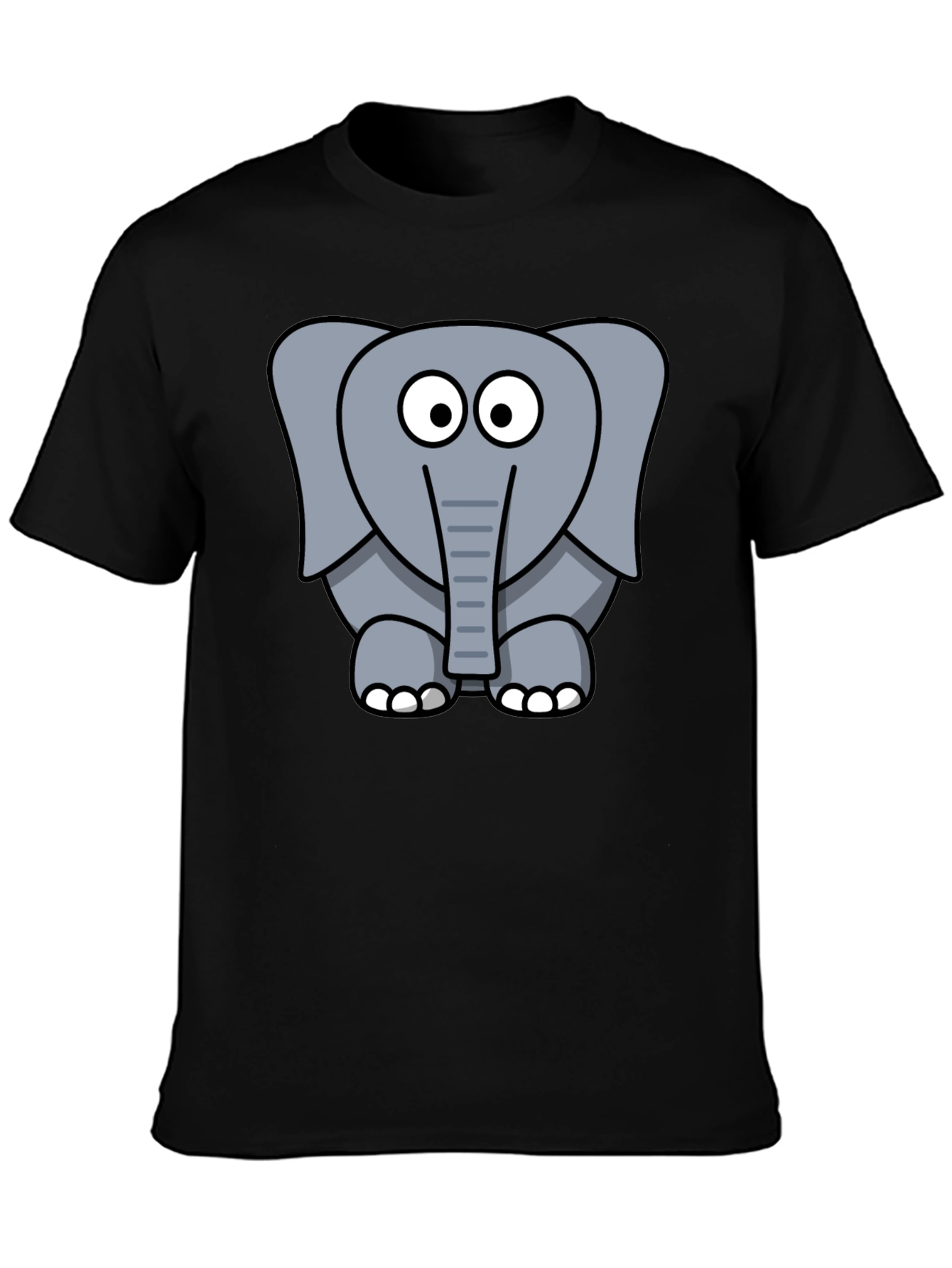 Cute Elephant Graphic Black T-Shirt