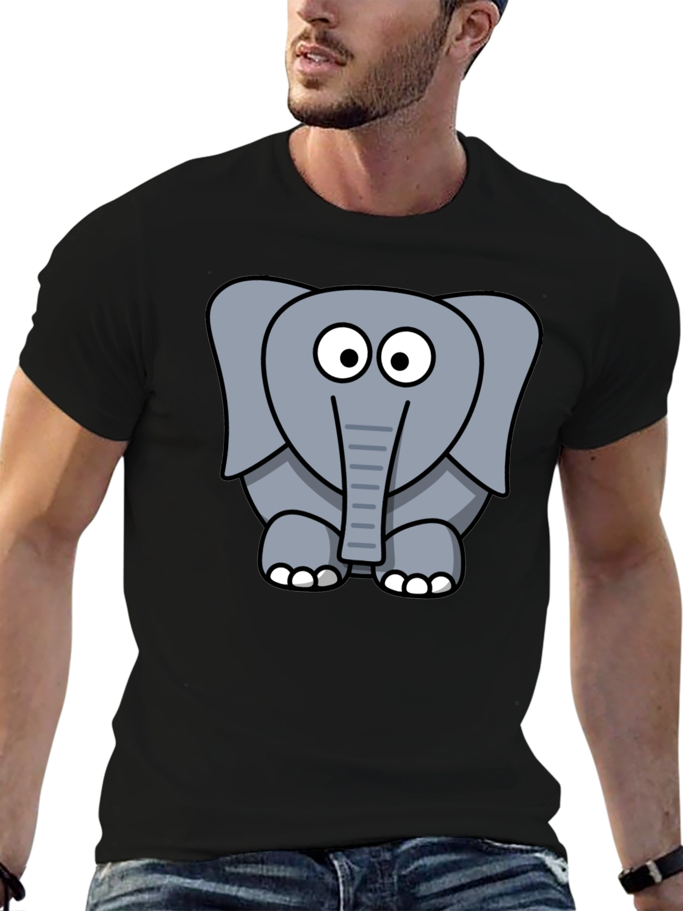 Cute Elephant Graphic Black T-Shirt