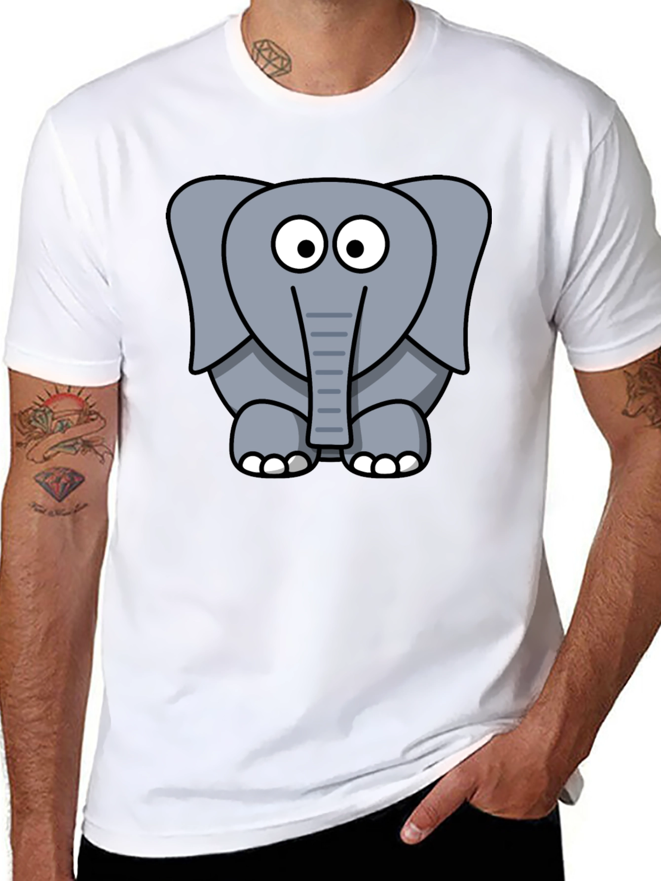 Cute Elephant Graphic Black T-Shirt