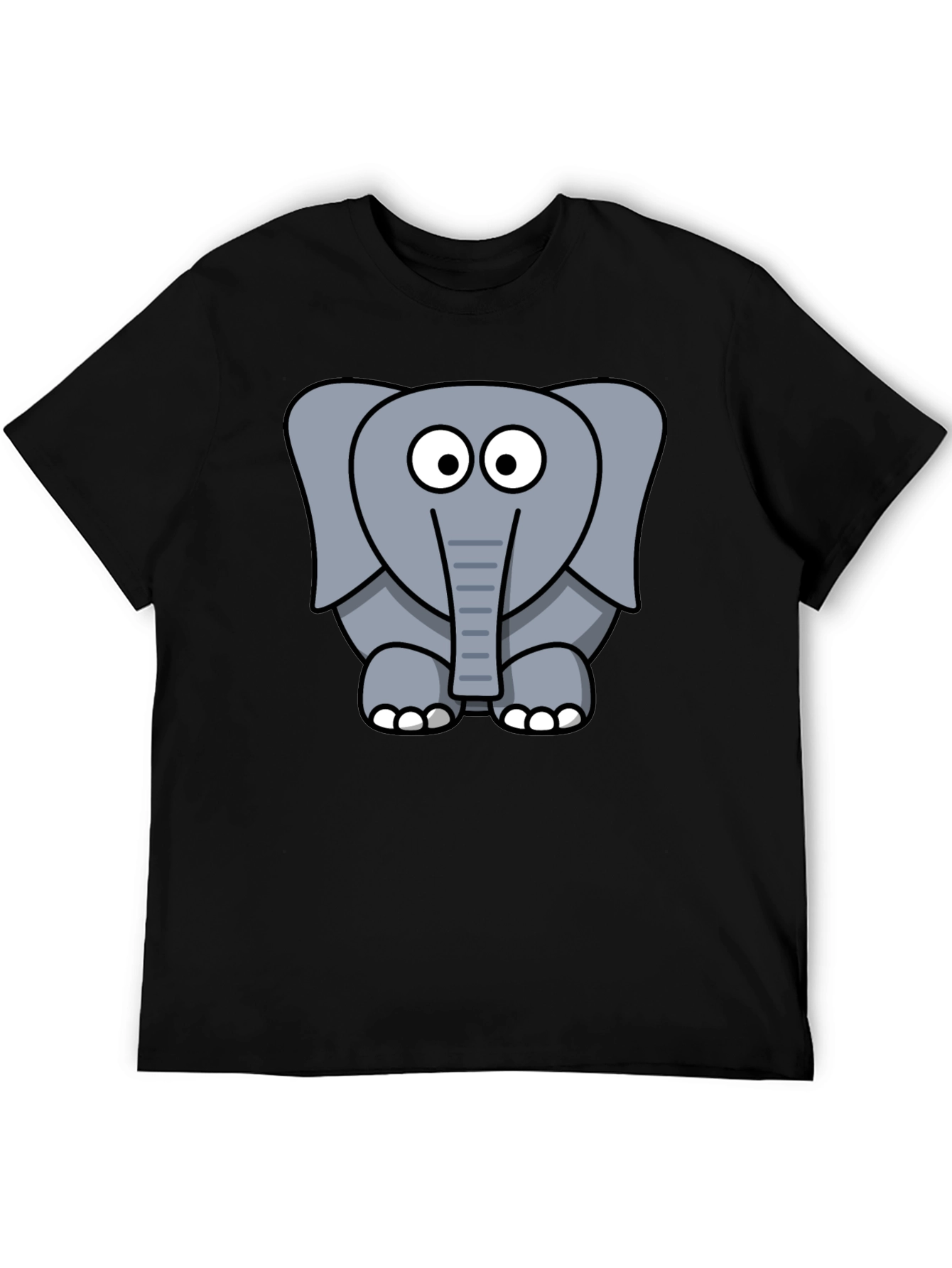 Cute Elephant Graphic Black T-Shirt