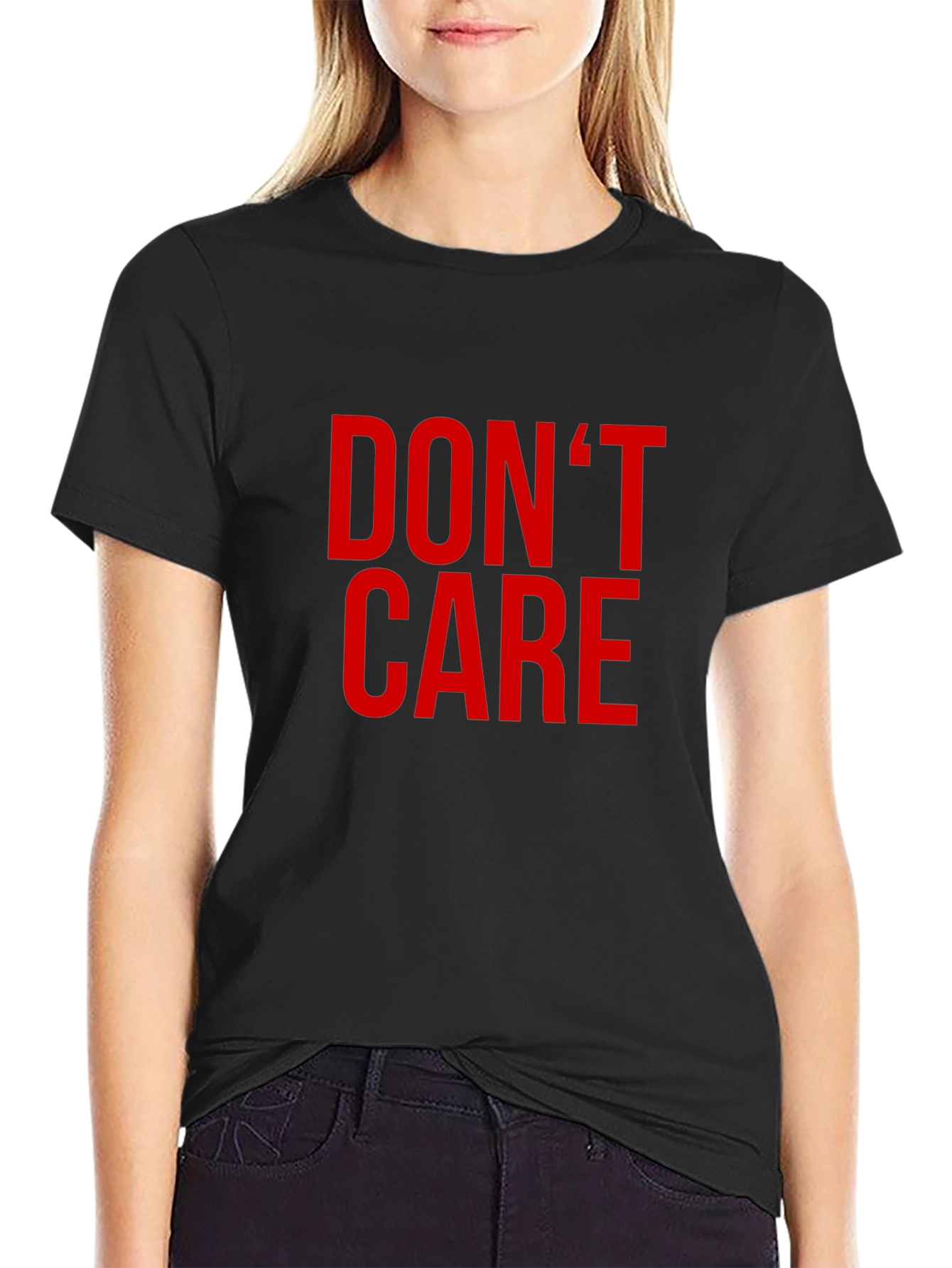 Dont Care Graphic Tee - Black Crewneck