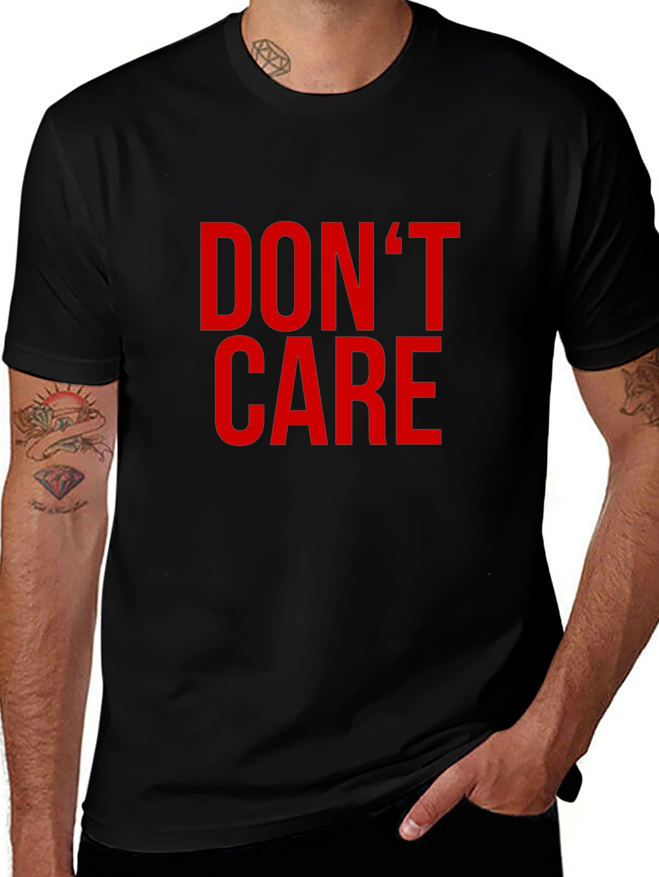 Dont Care Graphic Tee - Black Crewneck