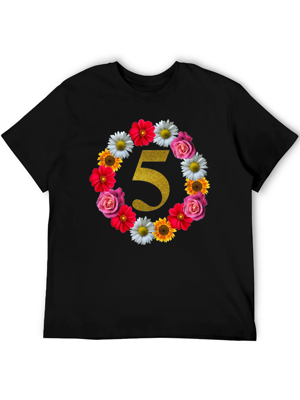 Floral Number 5 Birthday T-Shirt