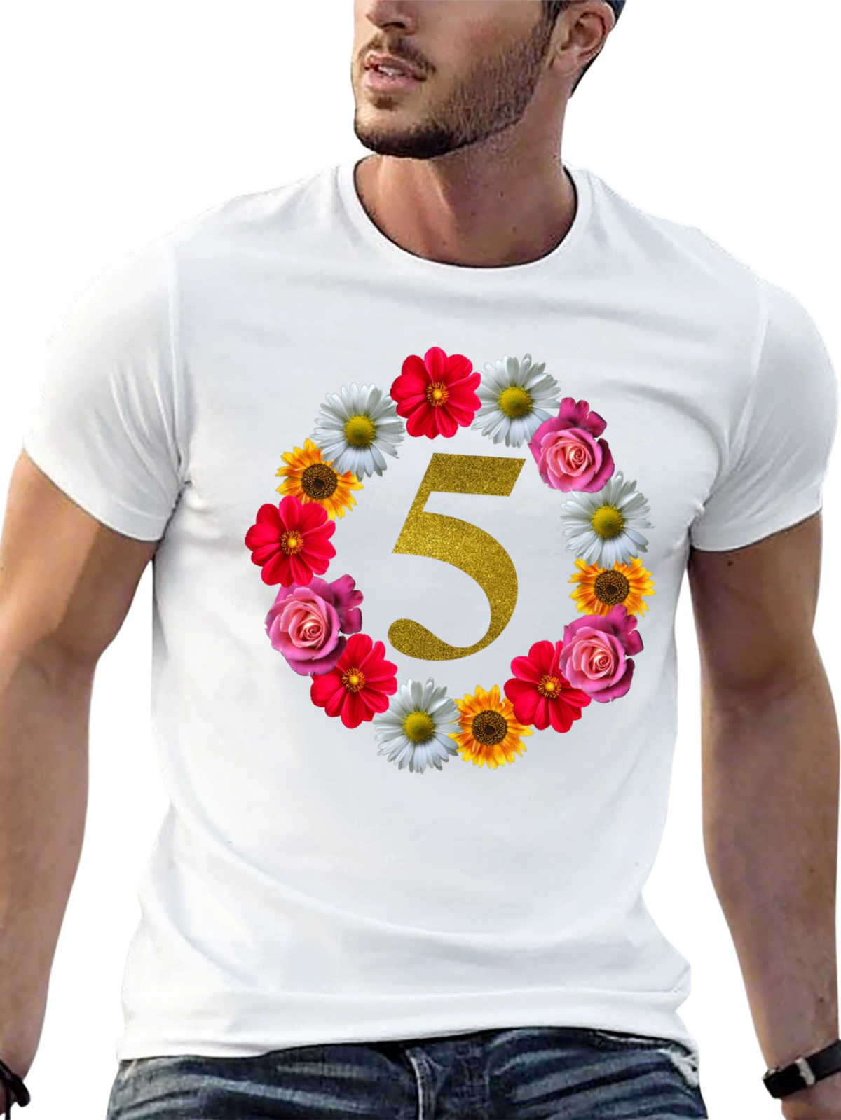 Floral Number 5 Birthday T-Shirt