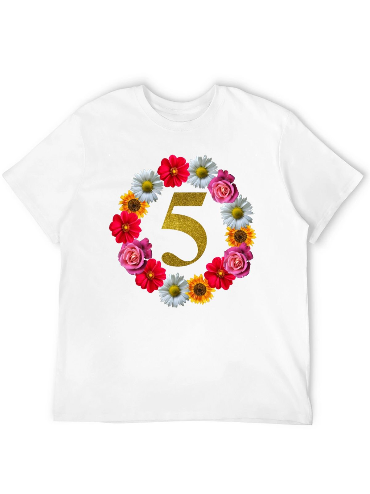 Floral Number 5 Birthday T-Shirt