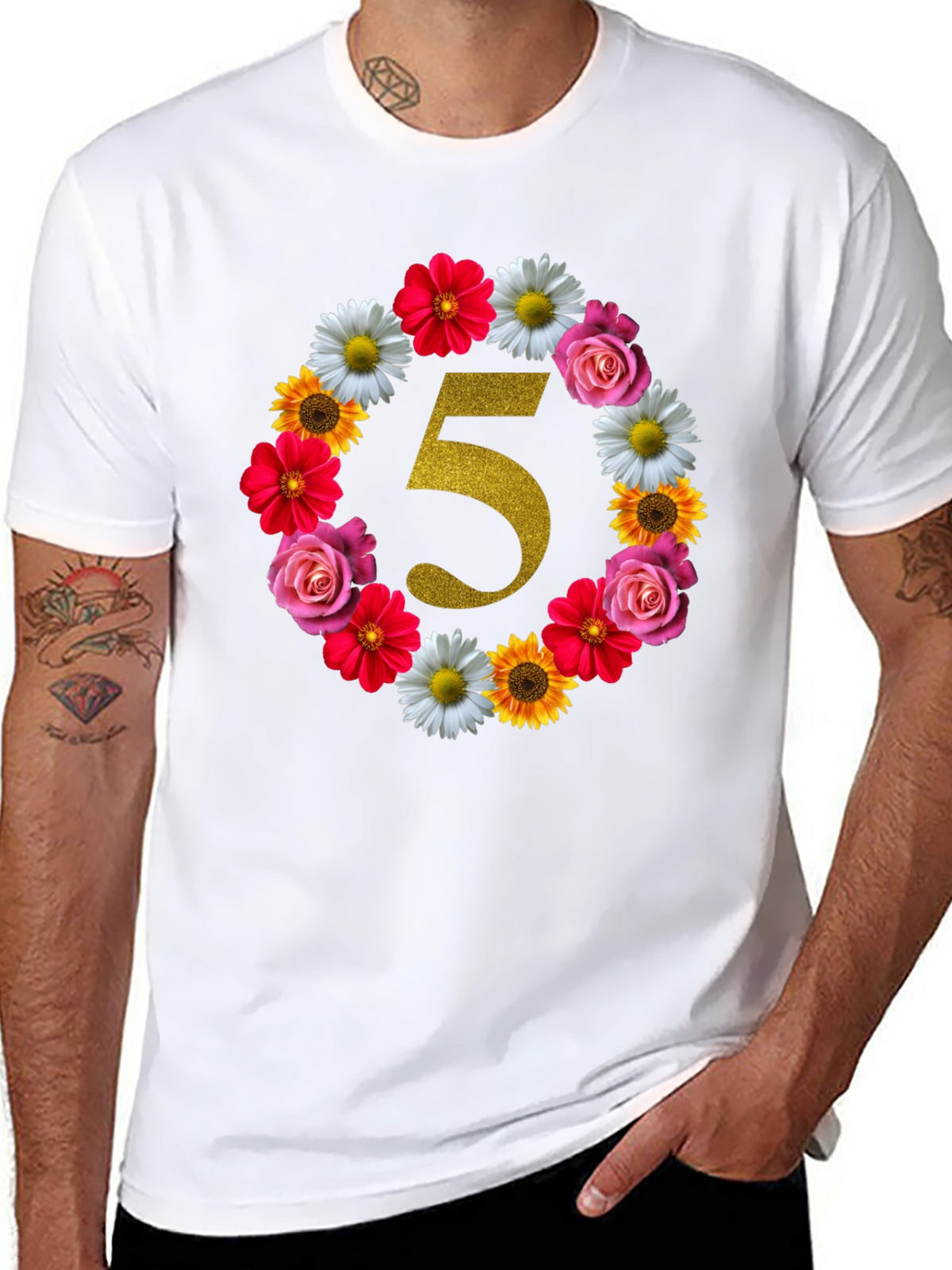 Floral Number 5 Birthday T-Shirt