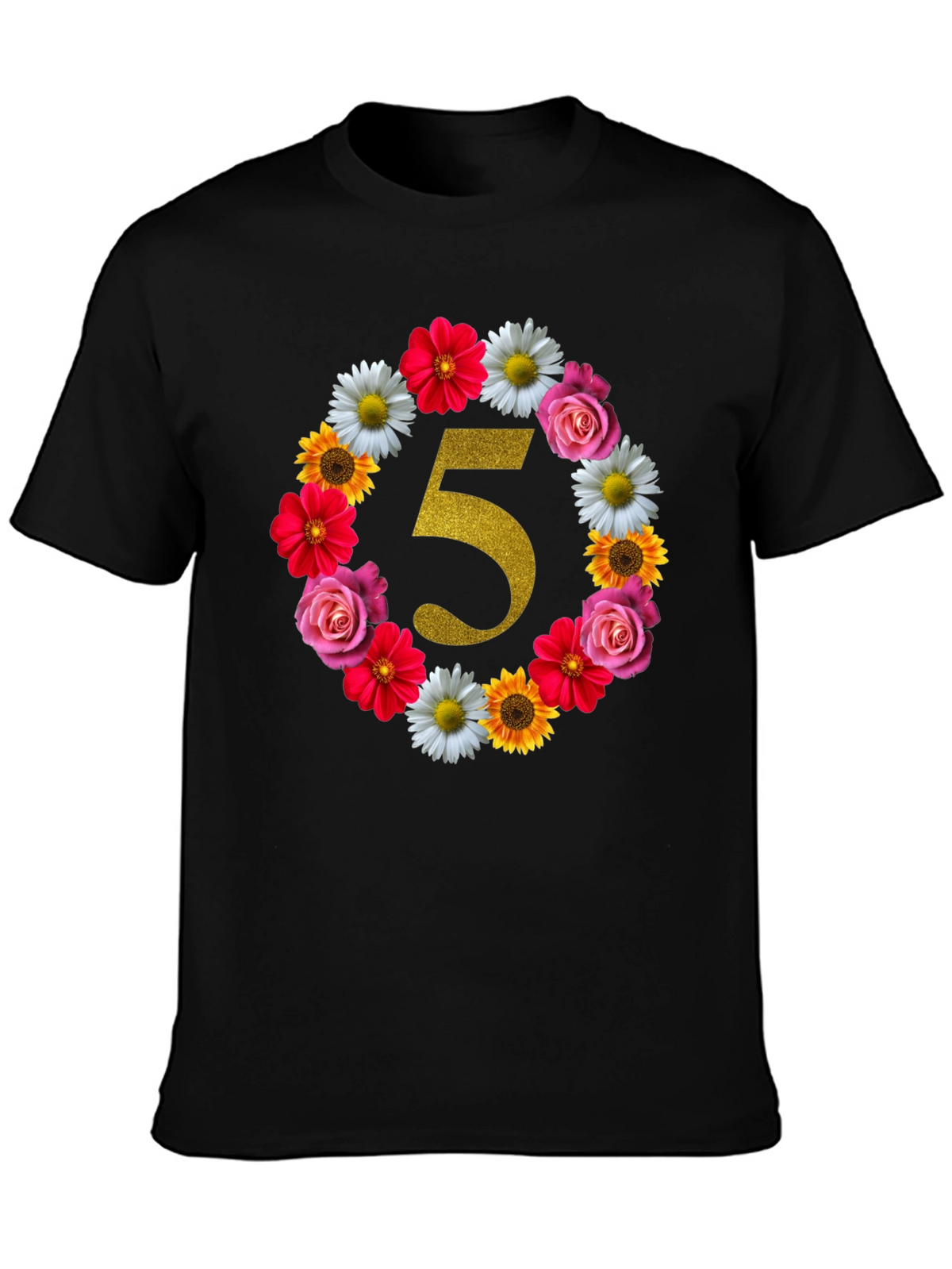 Floral Number 5 Birthday T-Shirt