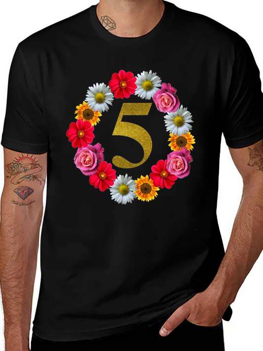 Floral Number 5 Birthday T-Shirt