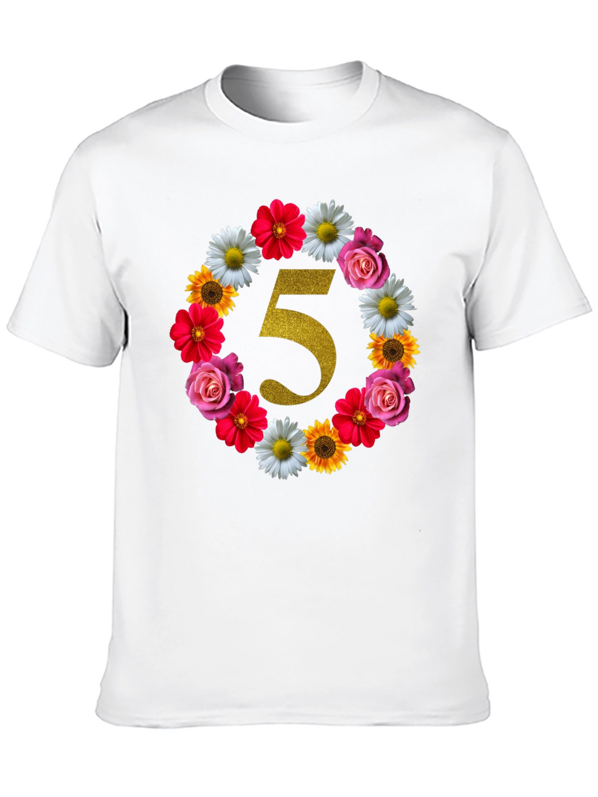 Floral Number 5 Birthday T-Shirt