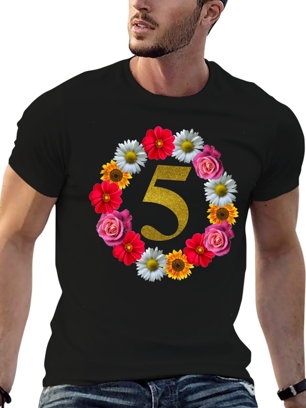 Floral Number 5 Birthday T-Shirt