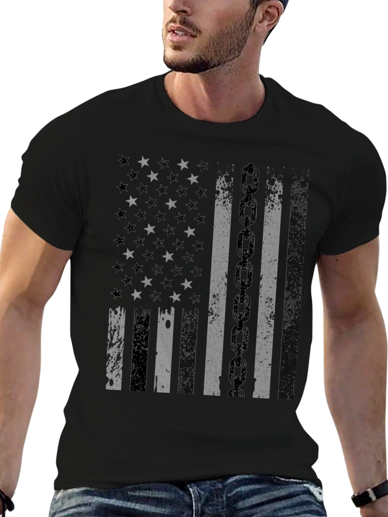 American Flag Chain Mens T-Shirt