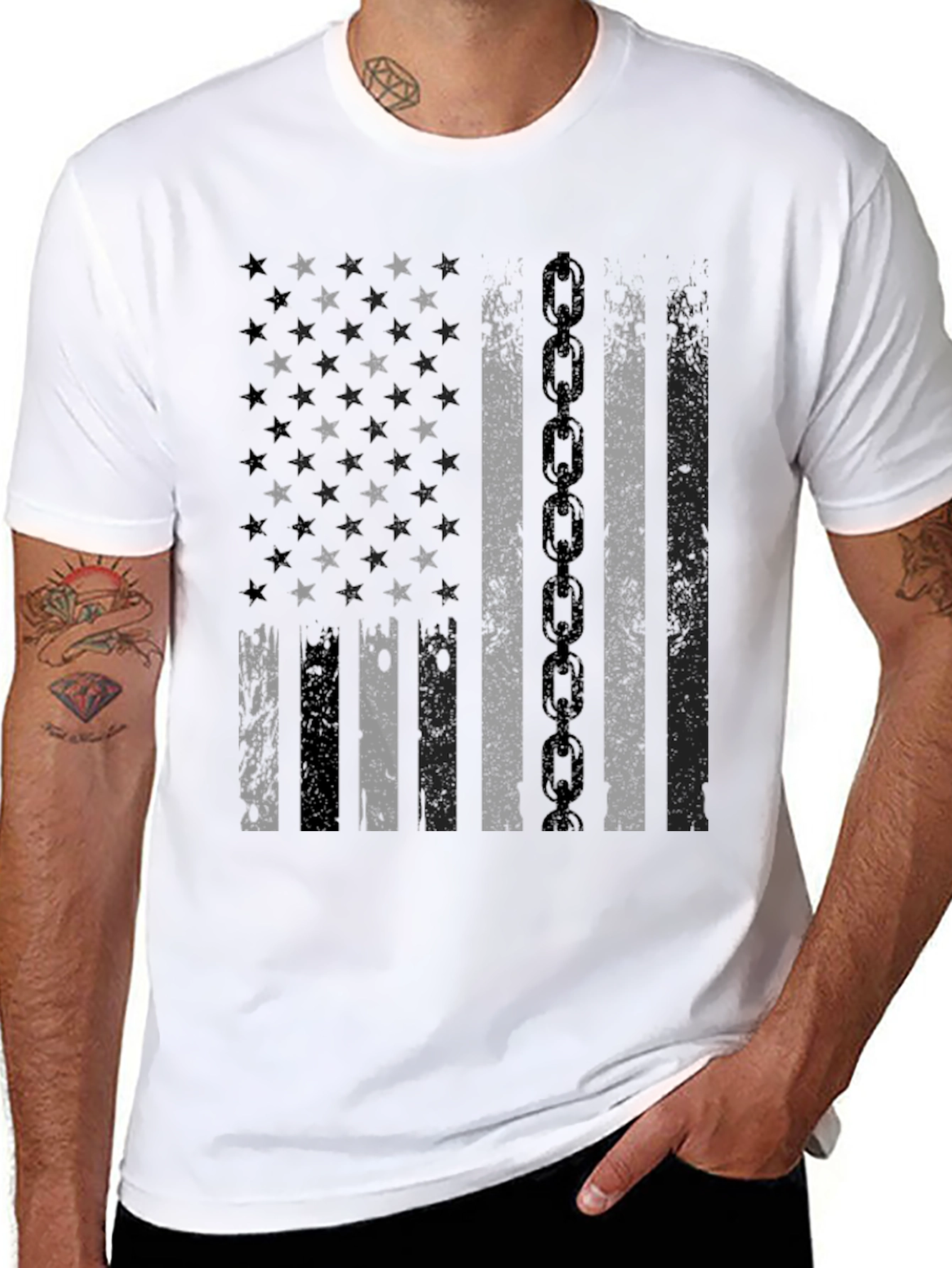 American Flag Chain Mens T-Shirt