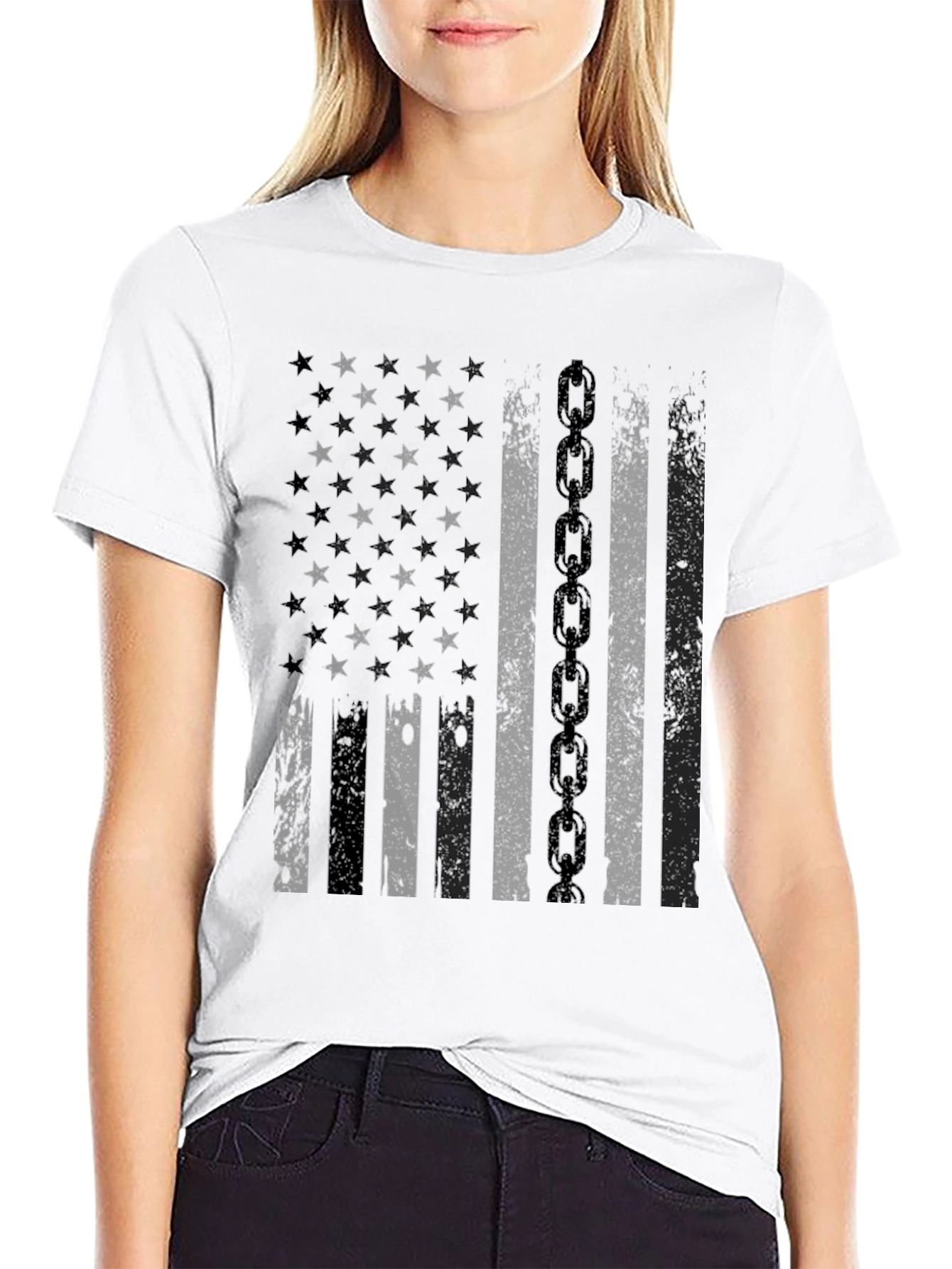 American Flag Chain Mens T-Shirt