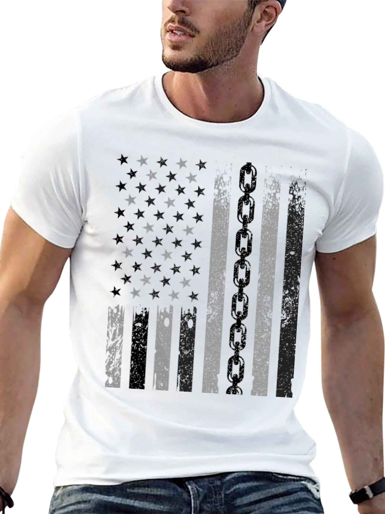 American Flag Chain Mens T-Shirt