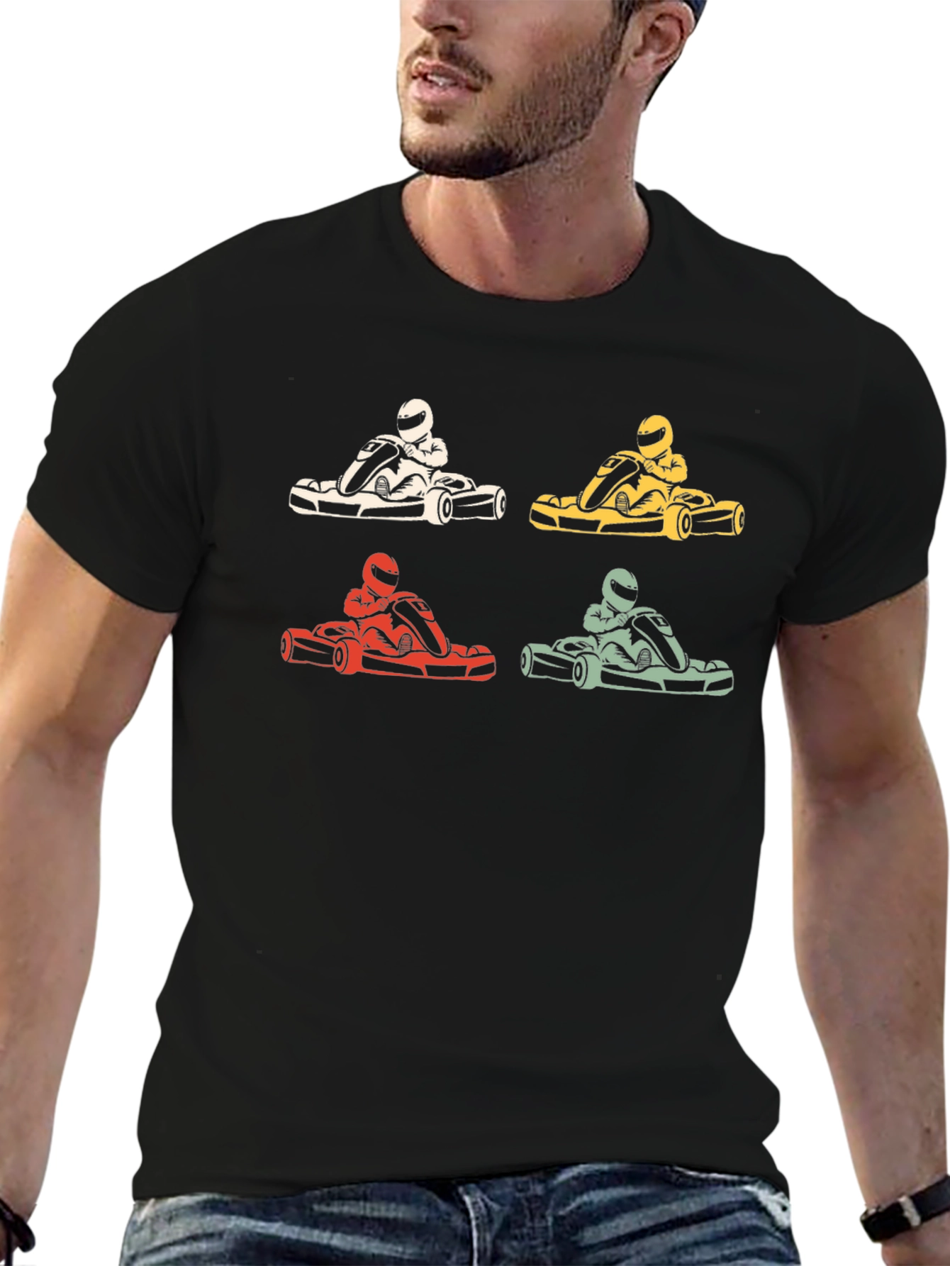 Retro Kart Racing Graphic Tee - Black