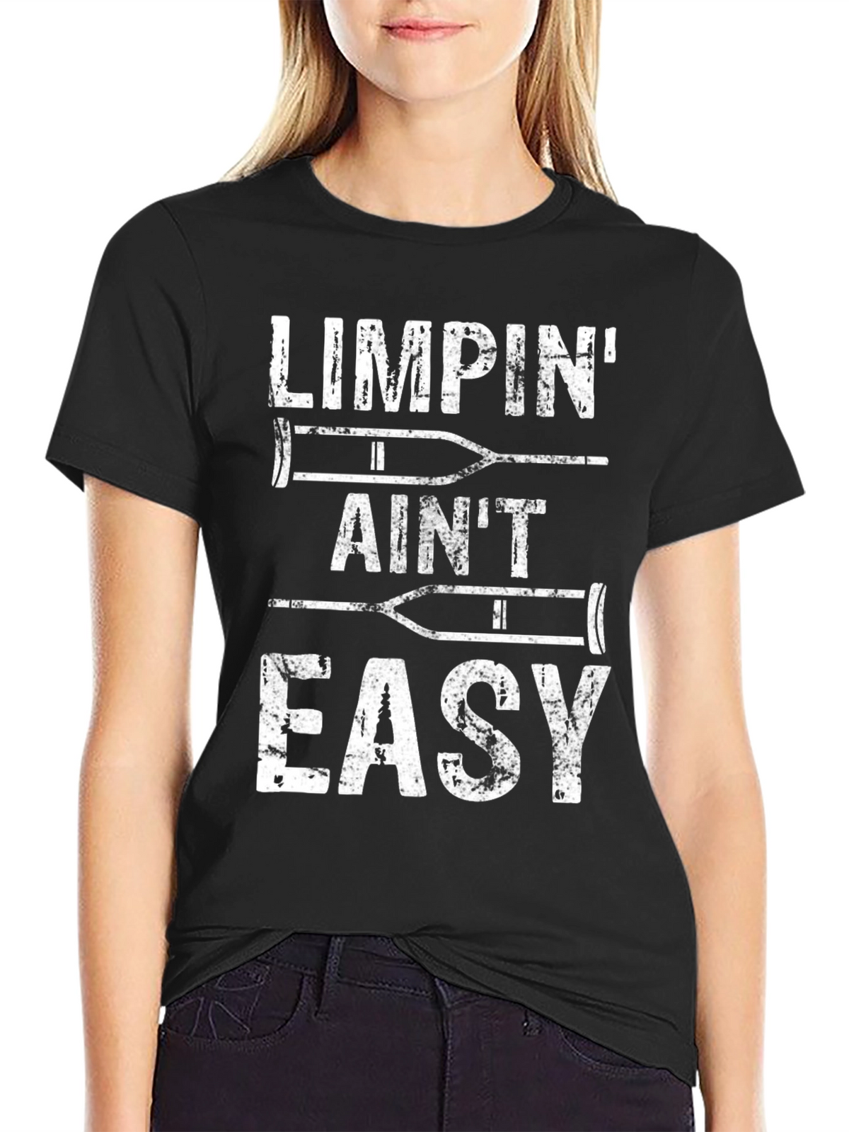 Limpin Aint Easy Funny Crutches Graphic Tee