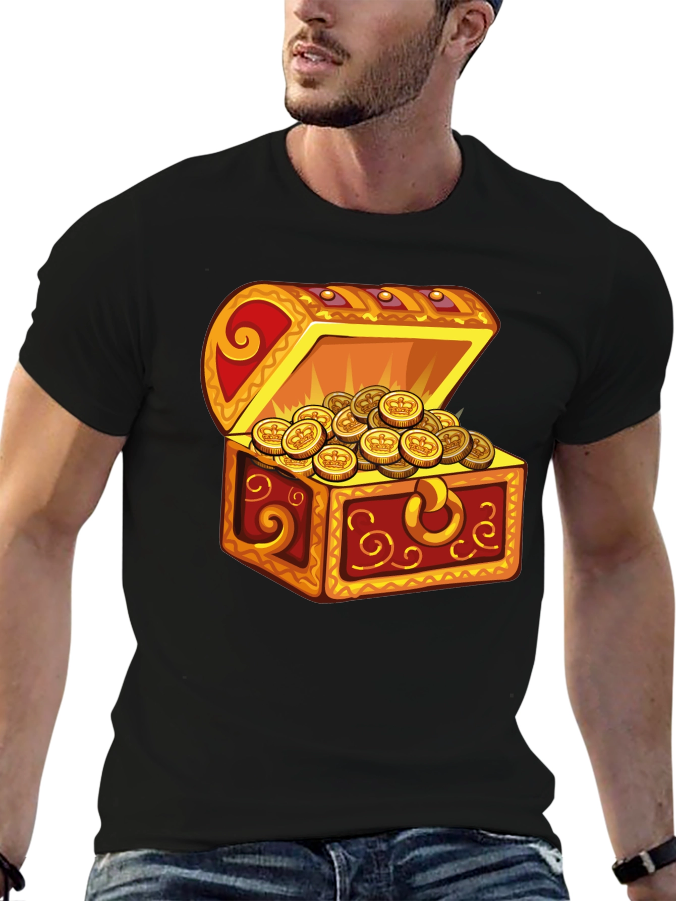 Treasure Chest Graphic T-Shirt - Black Cotton Tee