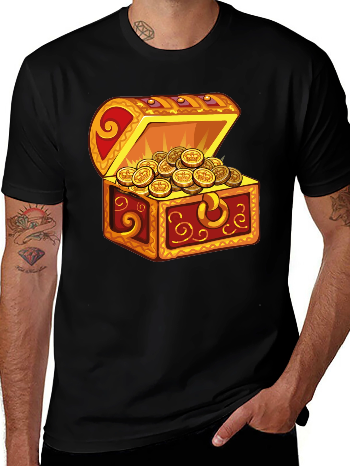 Treasure Chest Graphic T-Shirt - Black Cotton Tee