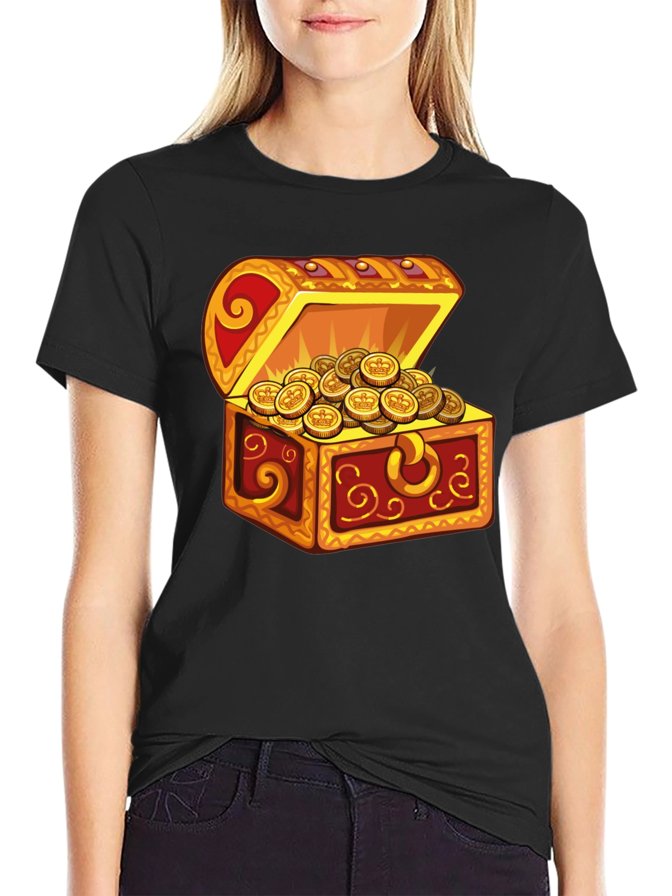 Treasure Chest Graphic T-Shirt - Black Cotton Tee