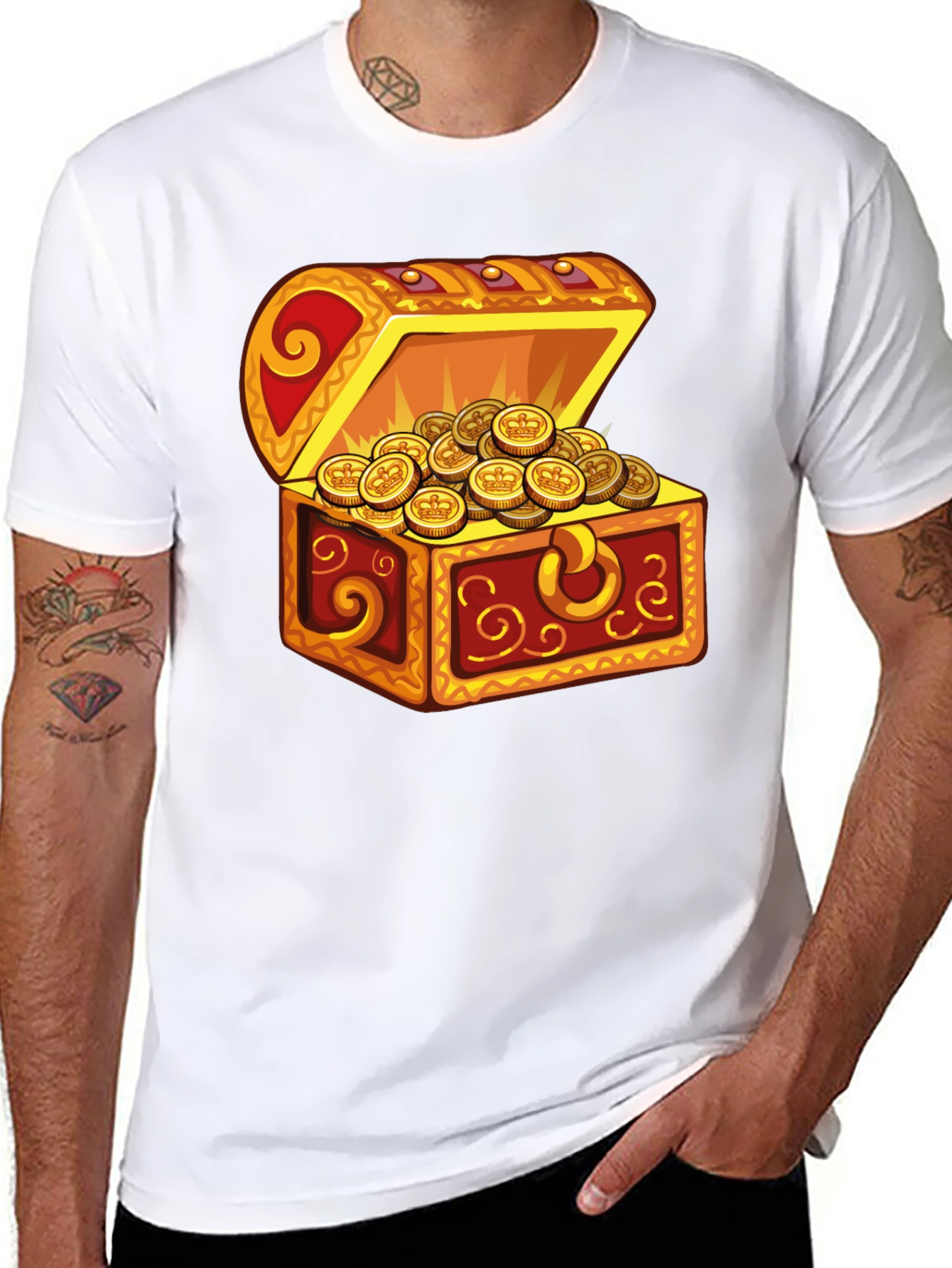 Treasure Chest Graphic T-Shirt - Black Cotton Tee
