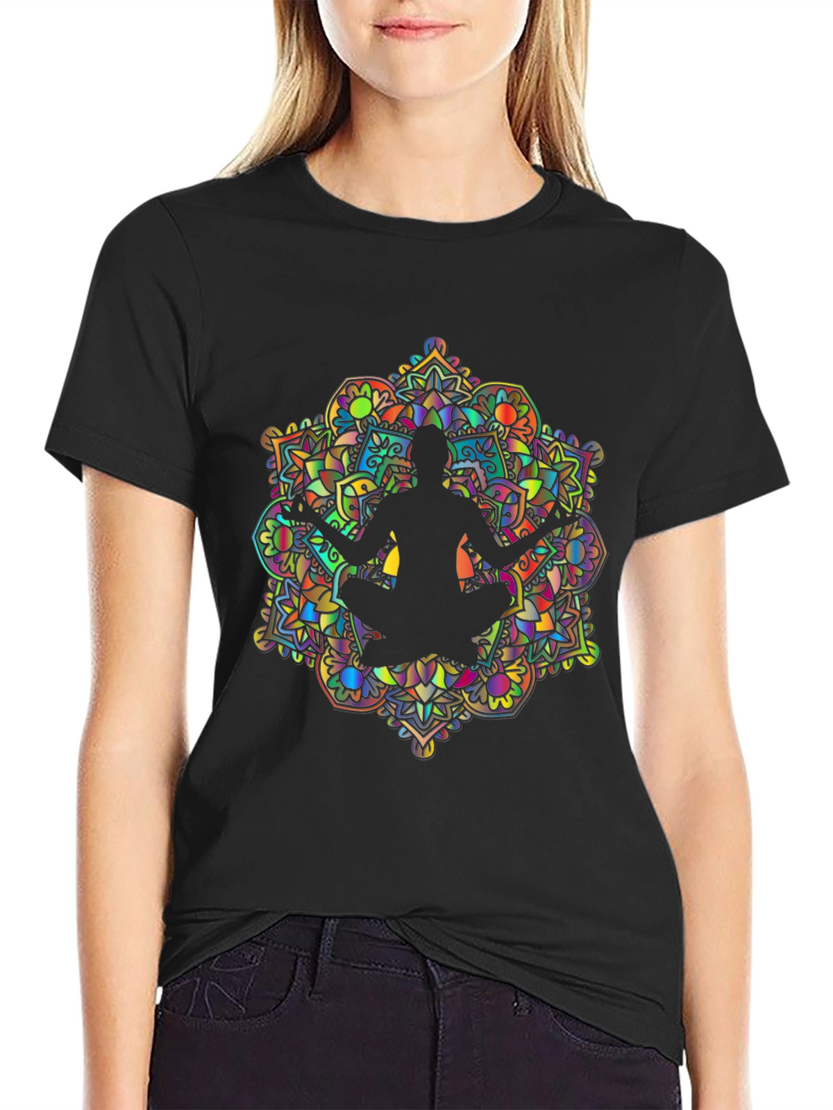 Mens Mandala Yoga Graphic Tee - Black
