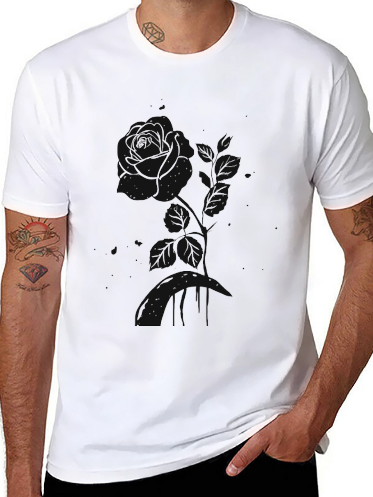 Stylish Black Graphic Tee - Constellation Design