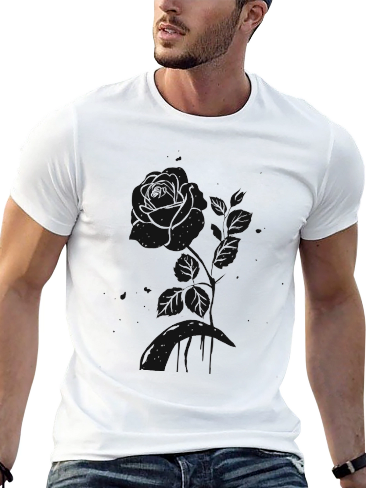 Stylish Black Graphic Tee - Constellation Design