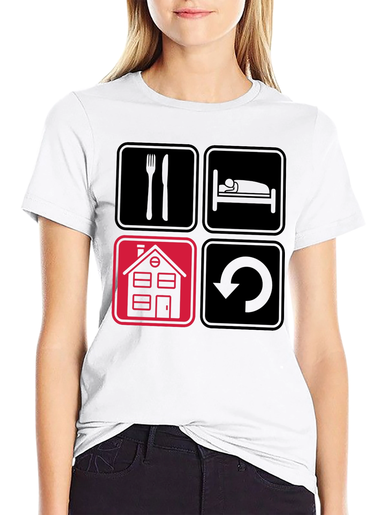 Eat Sleep Home Repeat Black Graphic Tee