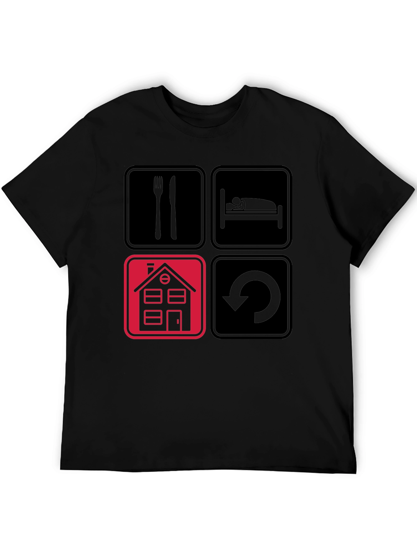Eat Sleep Home Repeat Black Graphic Tee