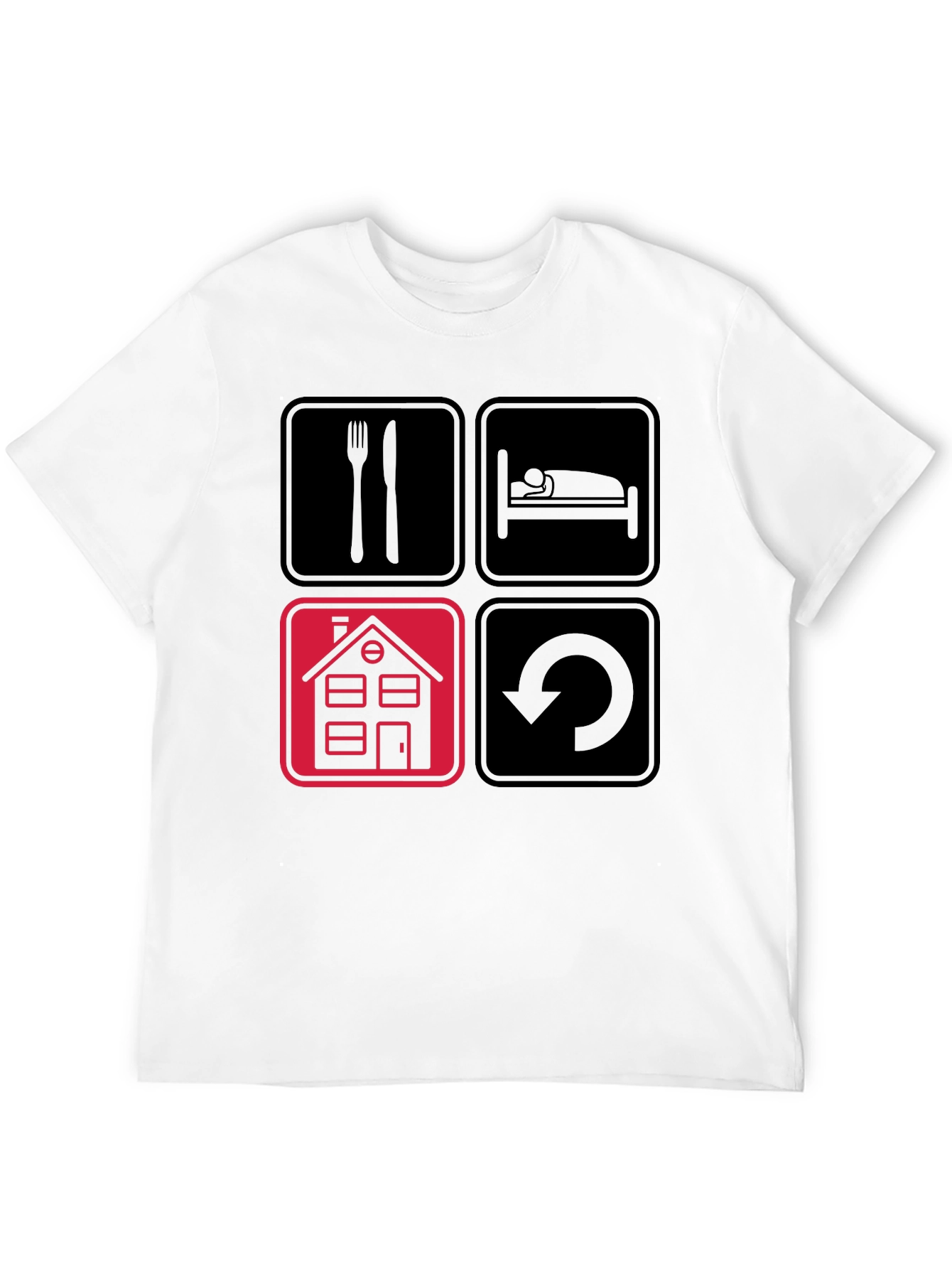 Eat Sleep Home Repeat Black Graphic Tee