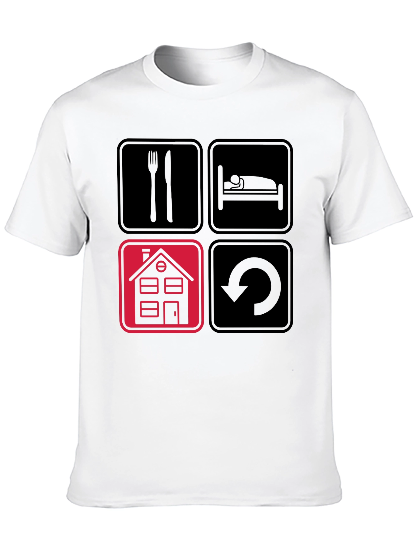 Eat Sleep Home Repeat Black Graphic Tee